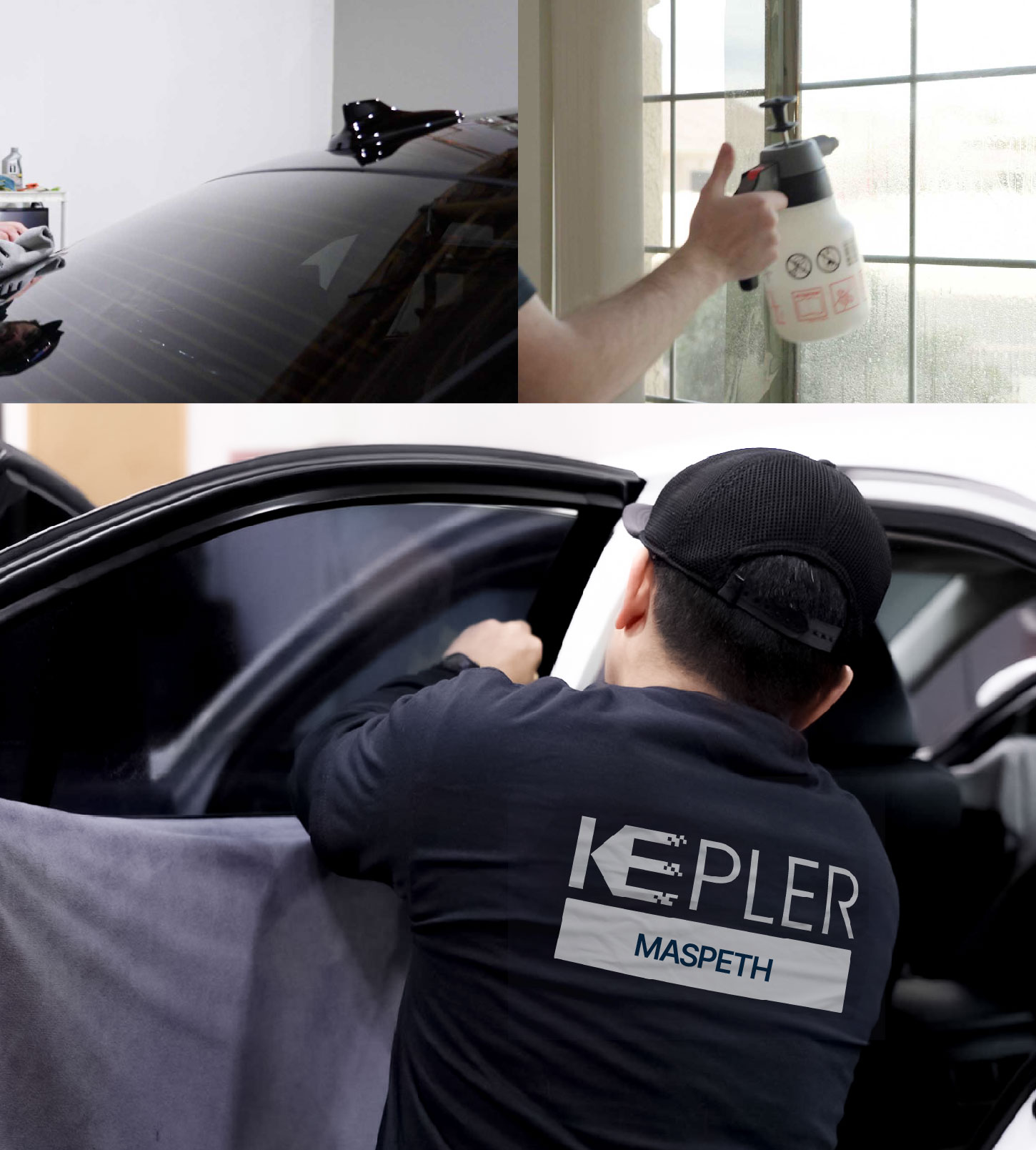 Automotive Window Tinting Expert Applying Film in Maspeth, New York