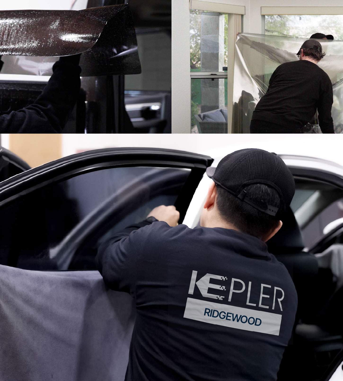 Automotive Window Tinting Expert Applying Film in Ridgewood, New York