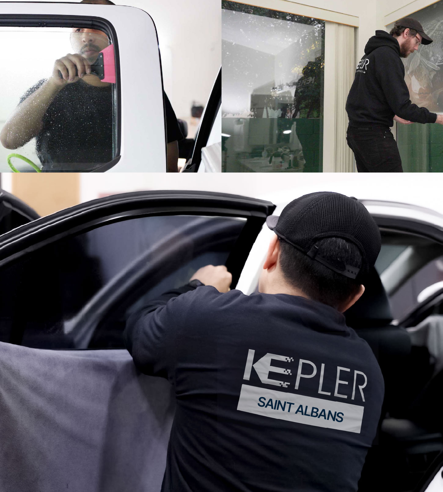 Automotive Window Tinting Expert Applying Film in Saint Albans, New York