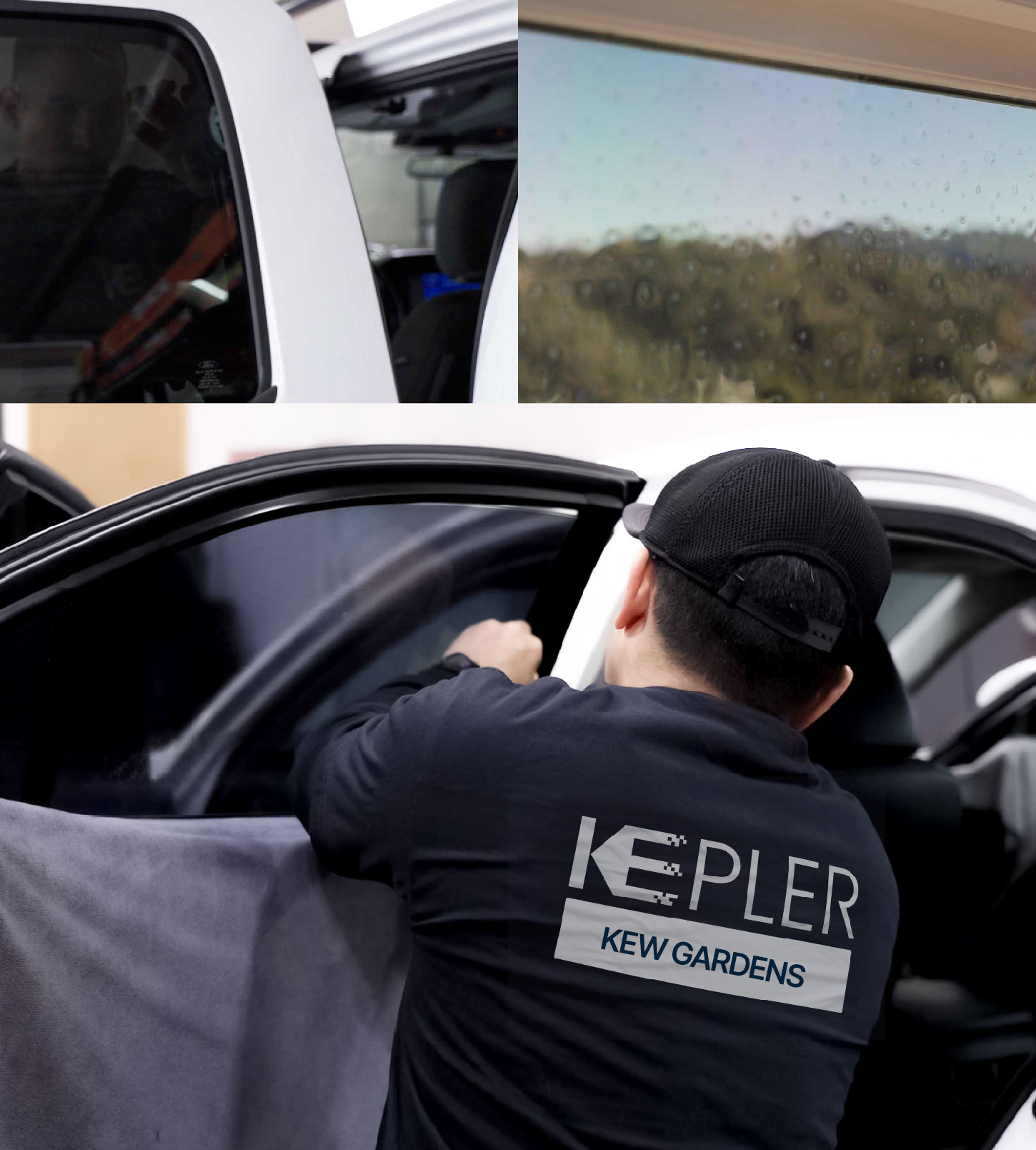 Automotive Window Tinting Expert Applying Film in Kew Gardens, New York