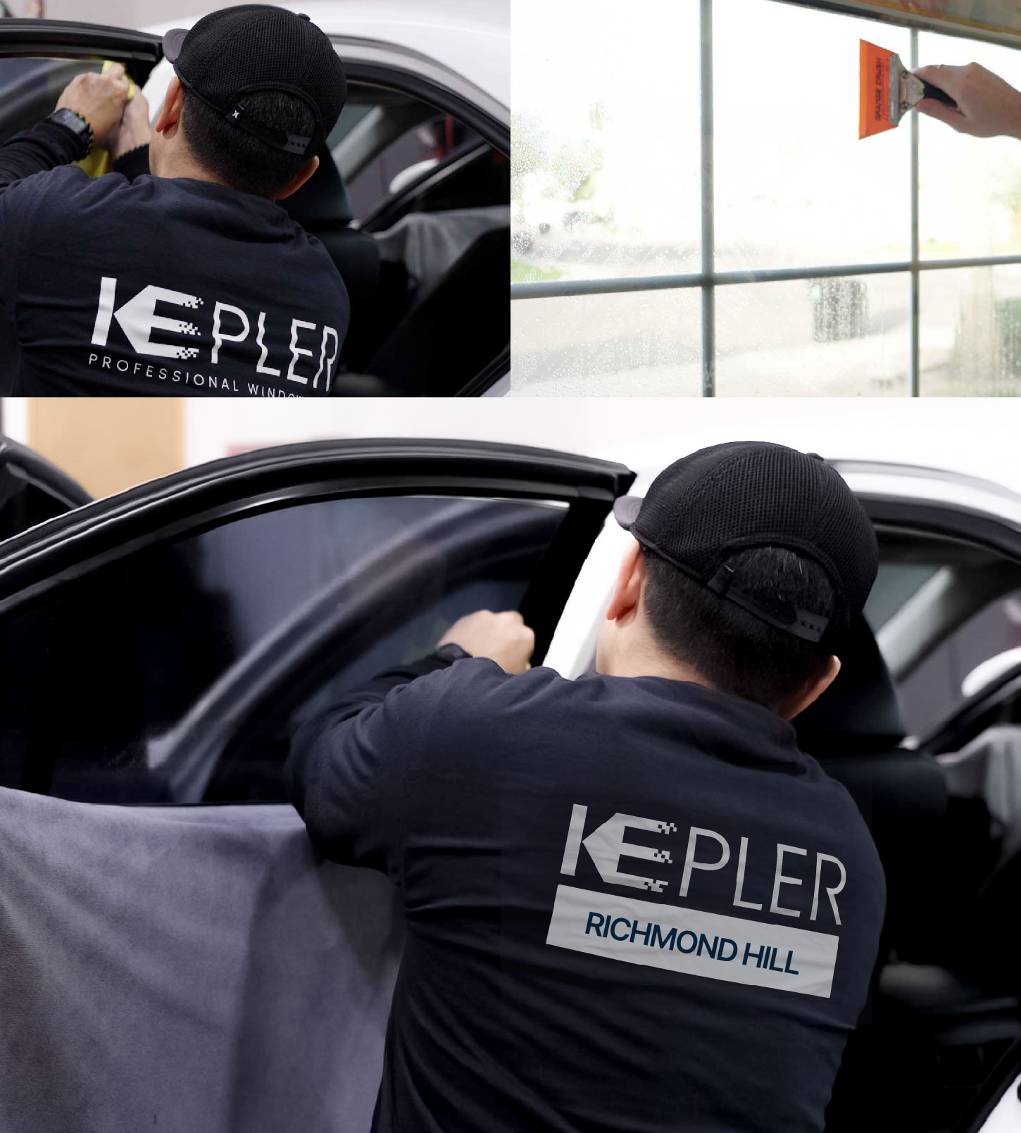 Automotive Window Tinting Expert Applying Film in Richmond Hill, New York