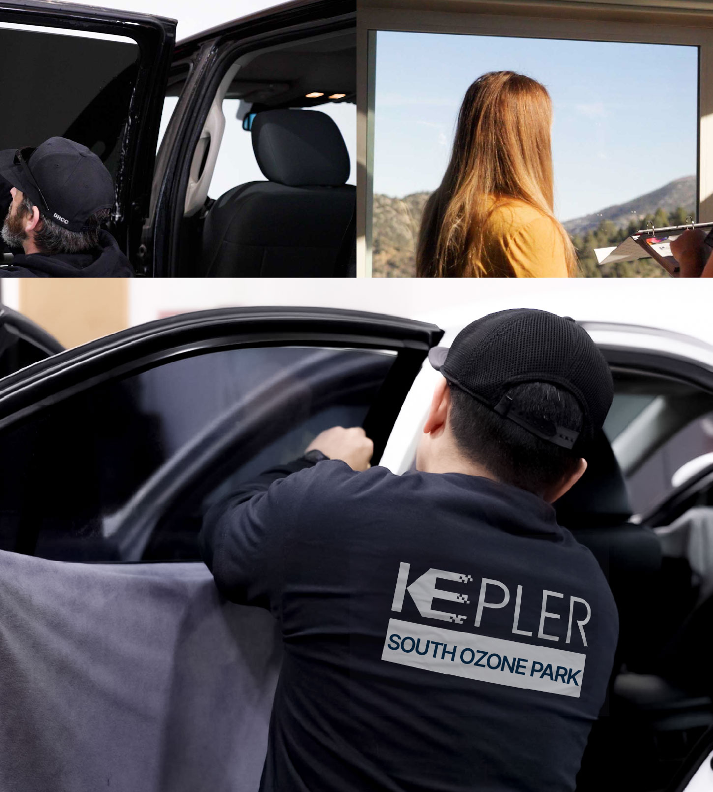 Automotive Window Tinting Expert Applying Film in South Ozone Park, New York