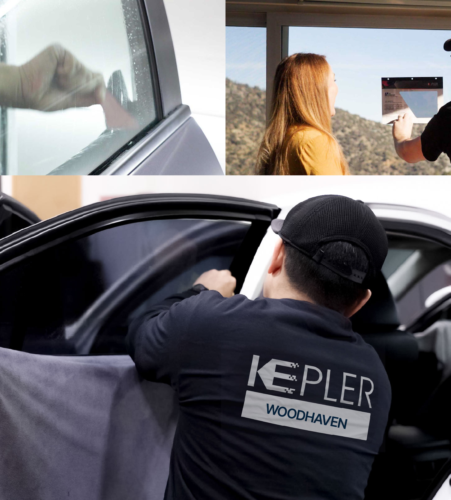 Automotive Window Tinting Expert Applying Film in Woodhaven, New York