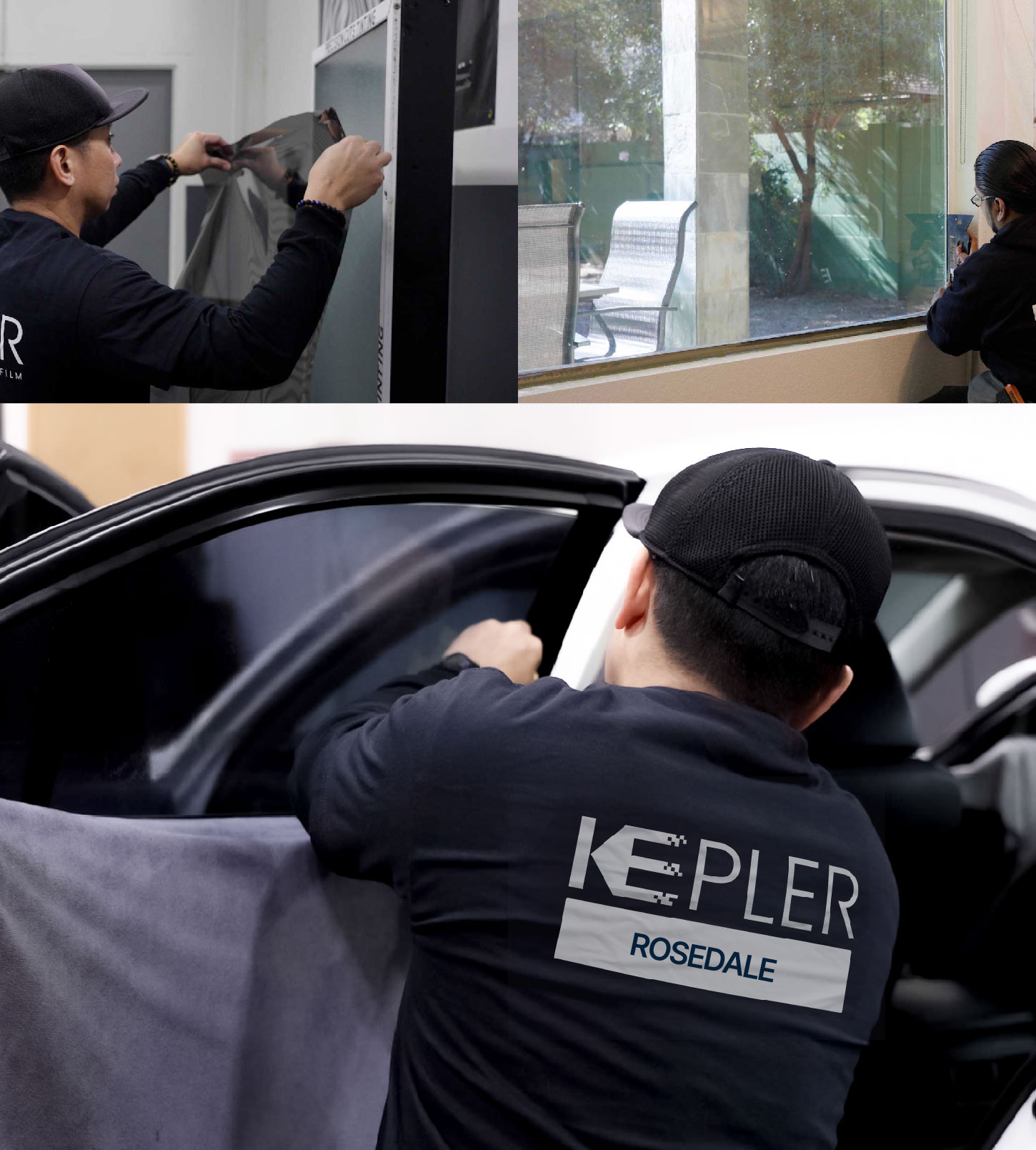 Automotive Window Tinting Expert Applying Film in Rosedale, New York