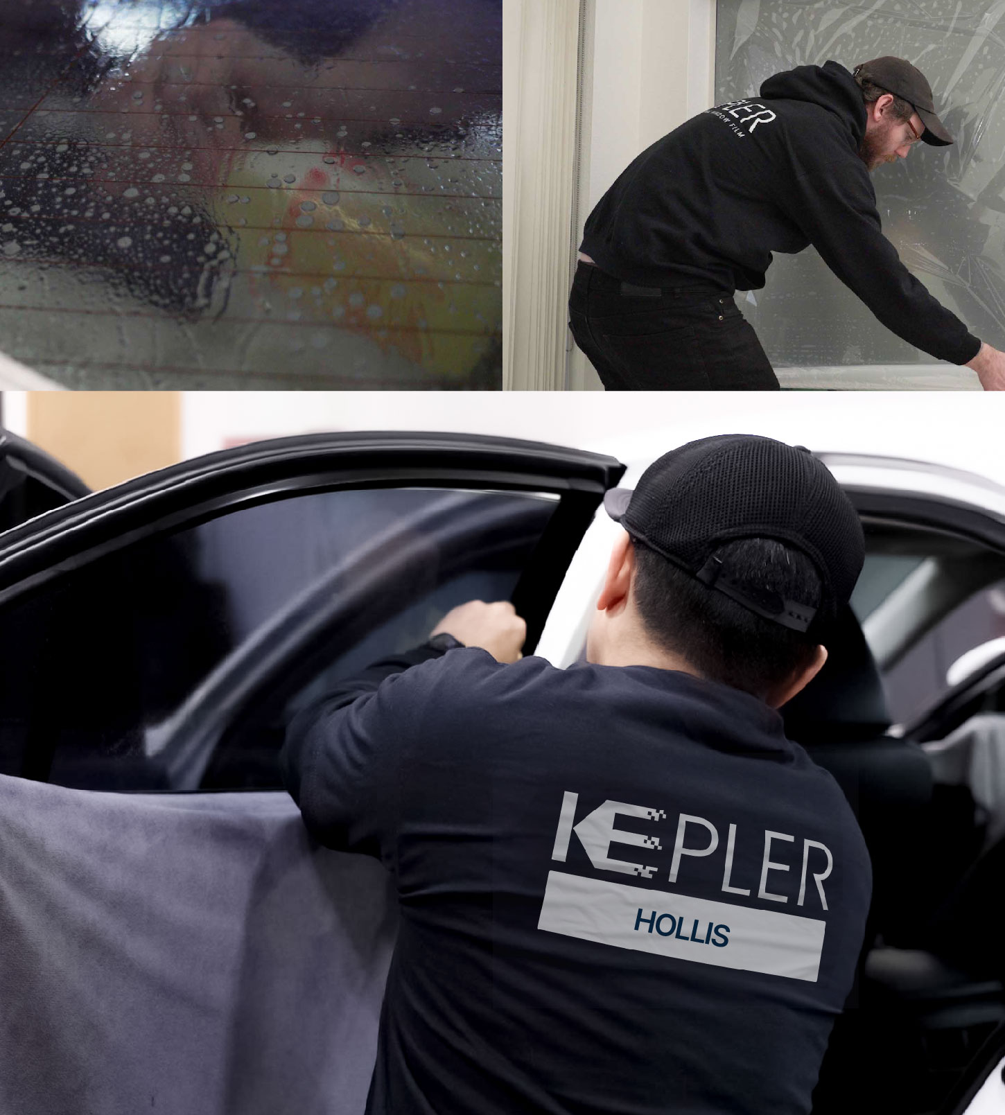 Automotive Window Tinting Expert Applying Film in Hollis, New York