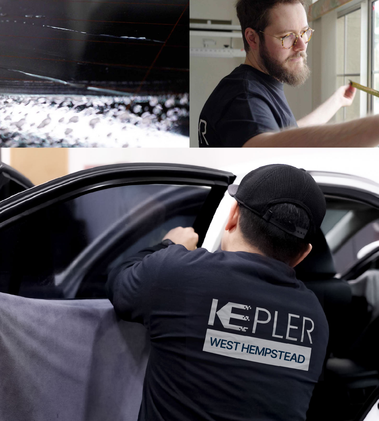 Automotive Window Tinting Expert Applying Film in West Hempstead, New York