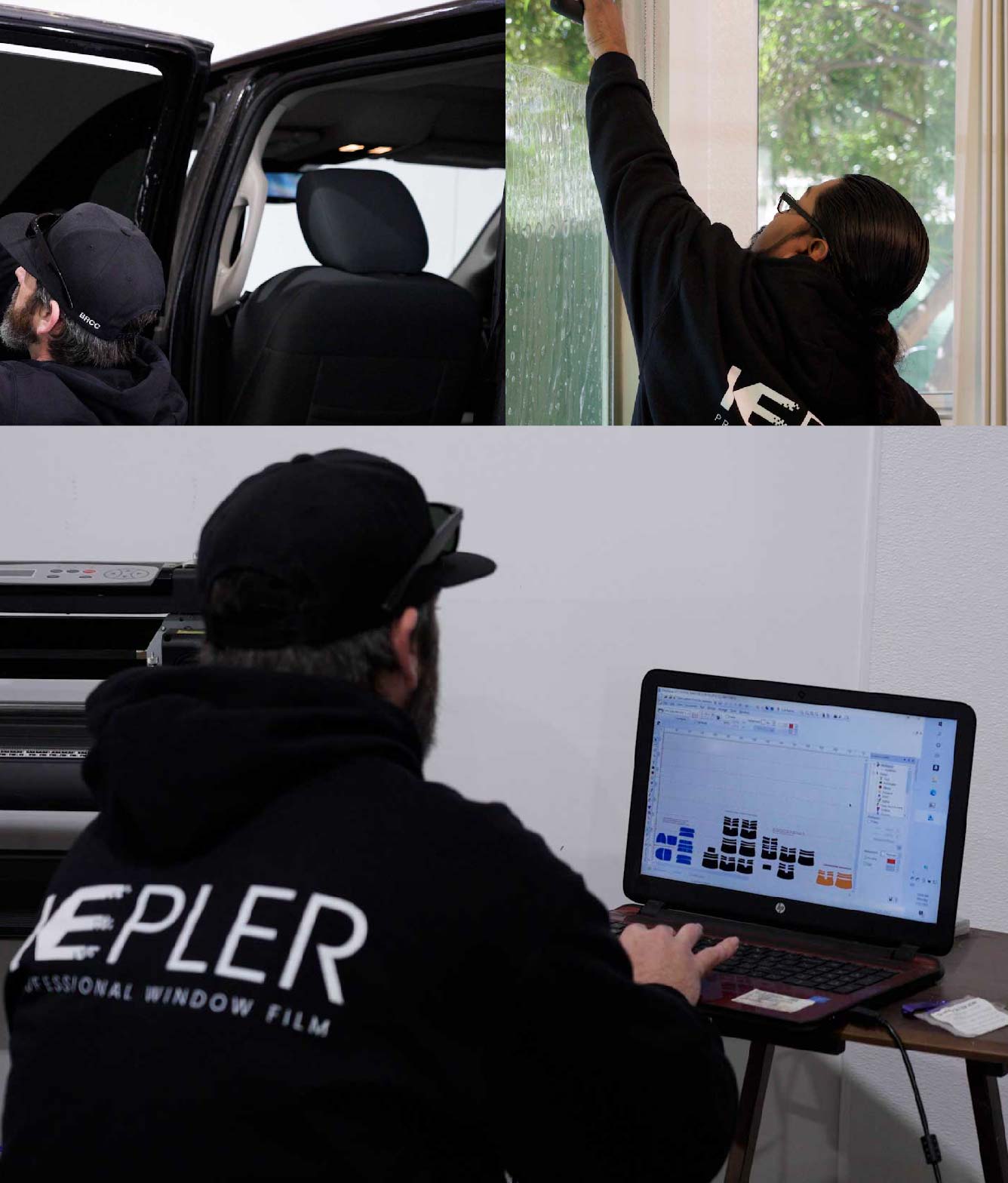 Ceramic Window Tinting Expert Cutting Film in Kirkville, New York