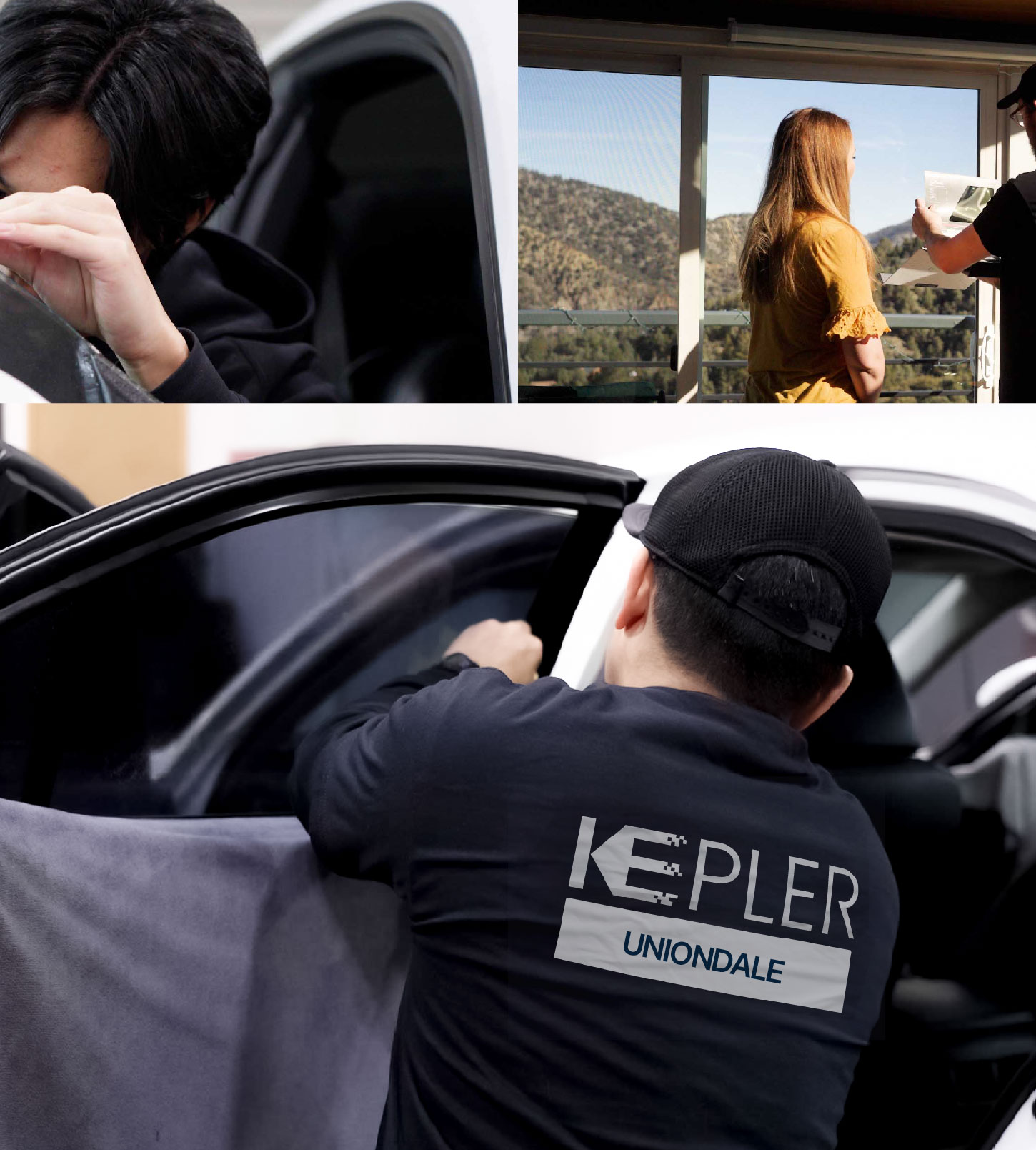 Automotive Window Tinting Expert Applying Film in Uniondale, New York