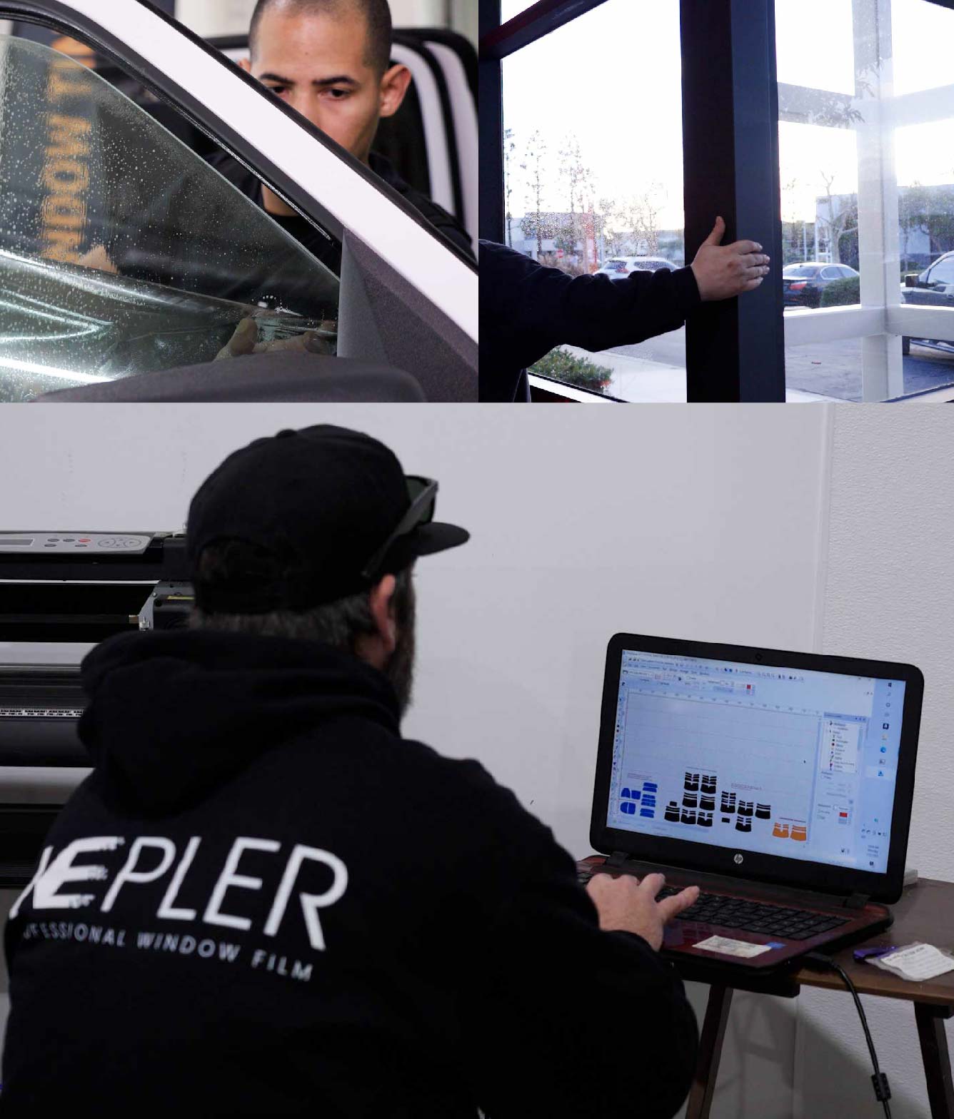 Ceramic Window Tinting Expert Cutting Film in Oswego, New York