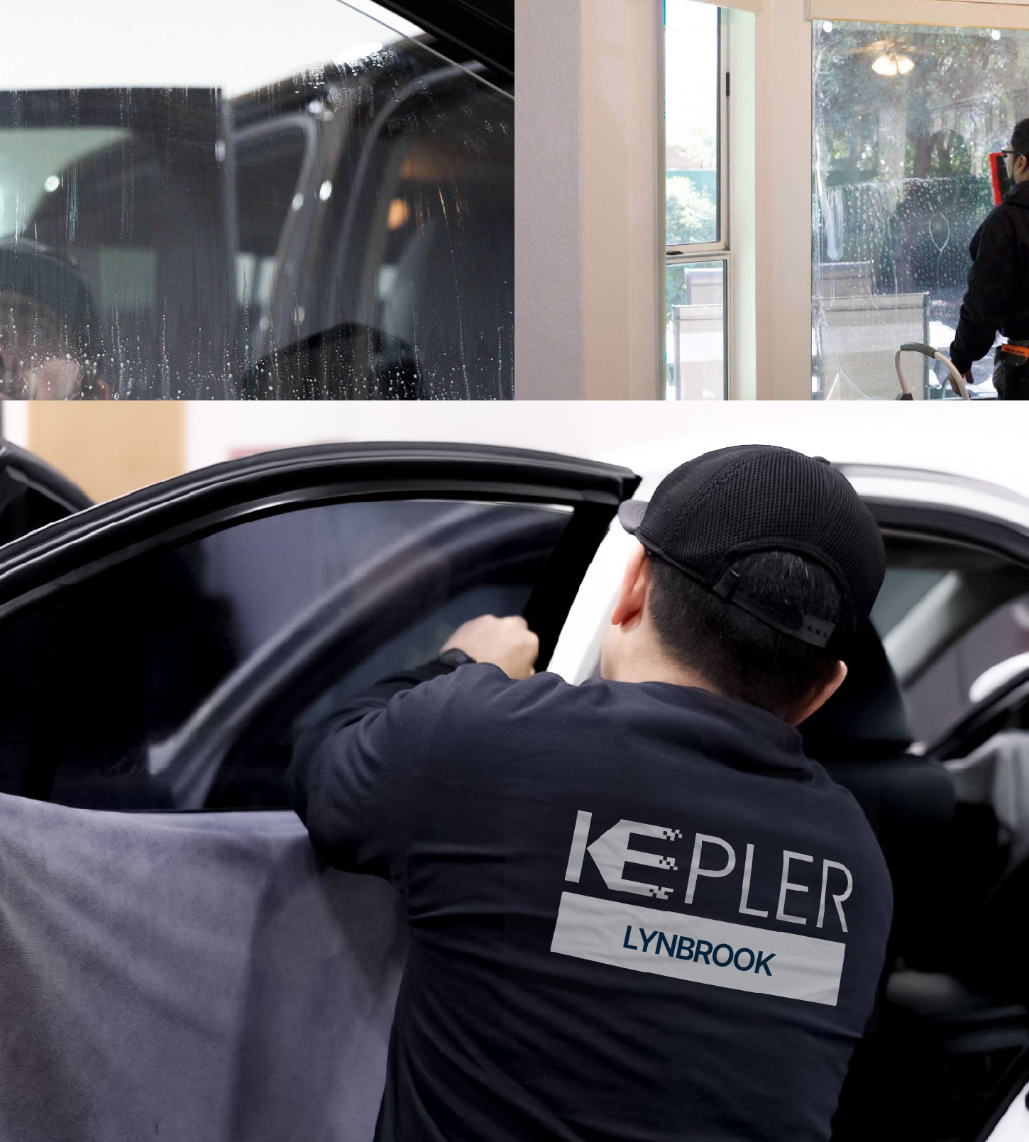 Automotive Window Tinting Expert Applying Film in Lynbrook, New York
