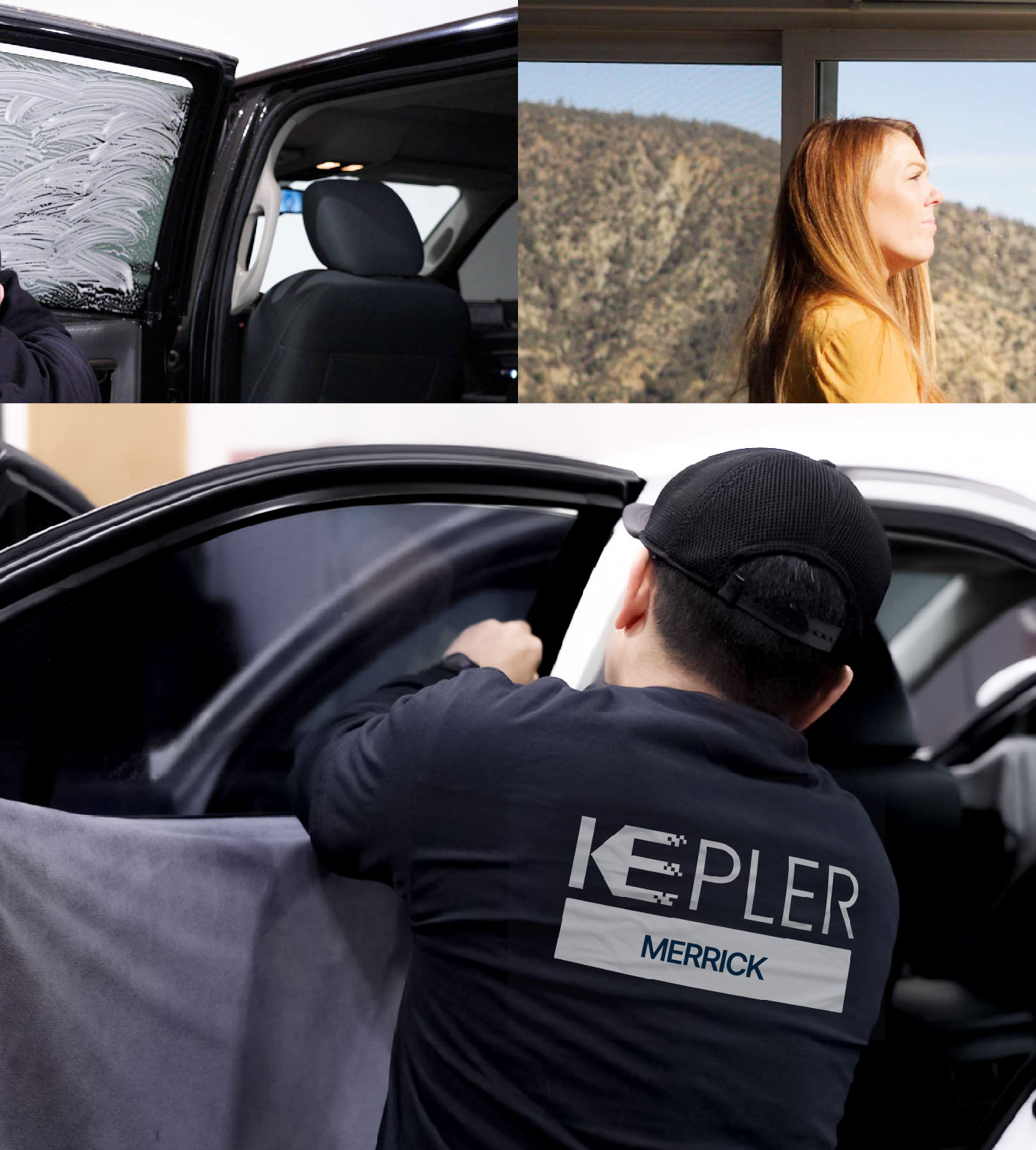 Automotive Window Tinting Expert Applying Film in Merrick, New York