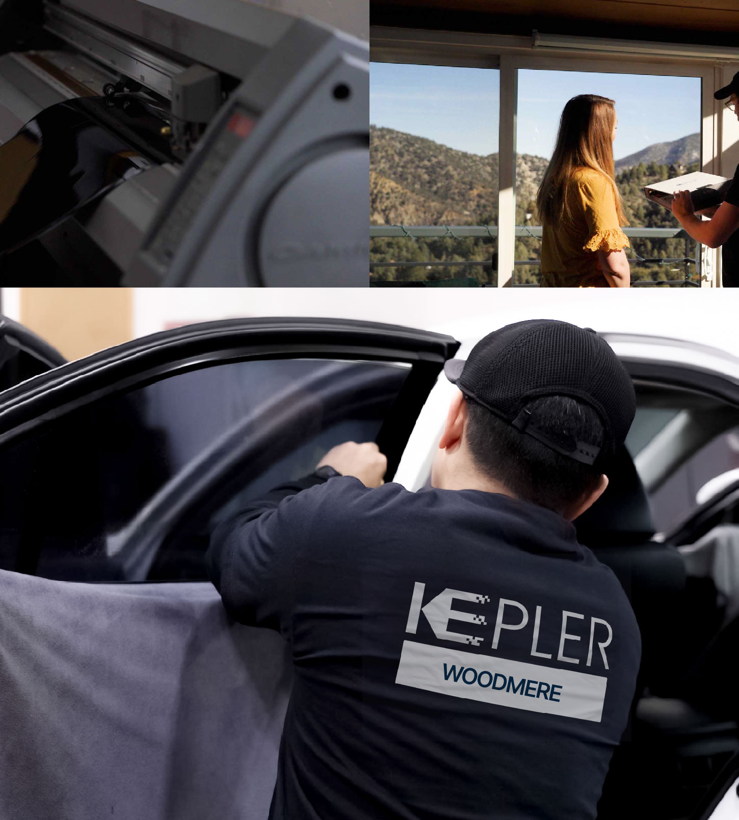 Automotive Window Tinting Expert Applying Film in Woodmere, New York