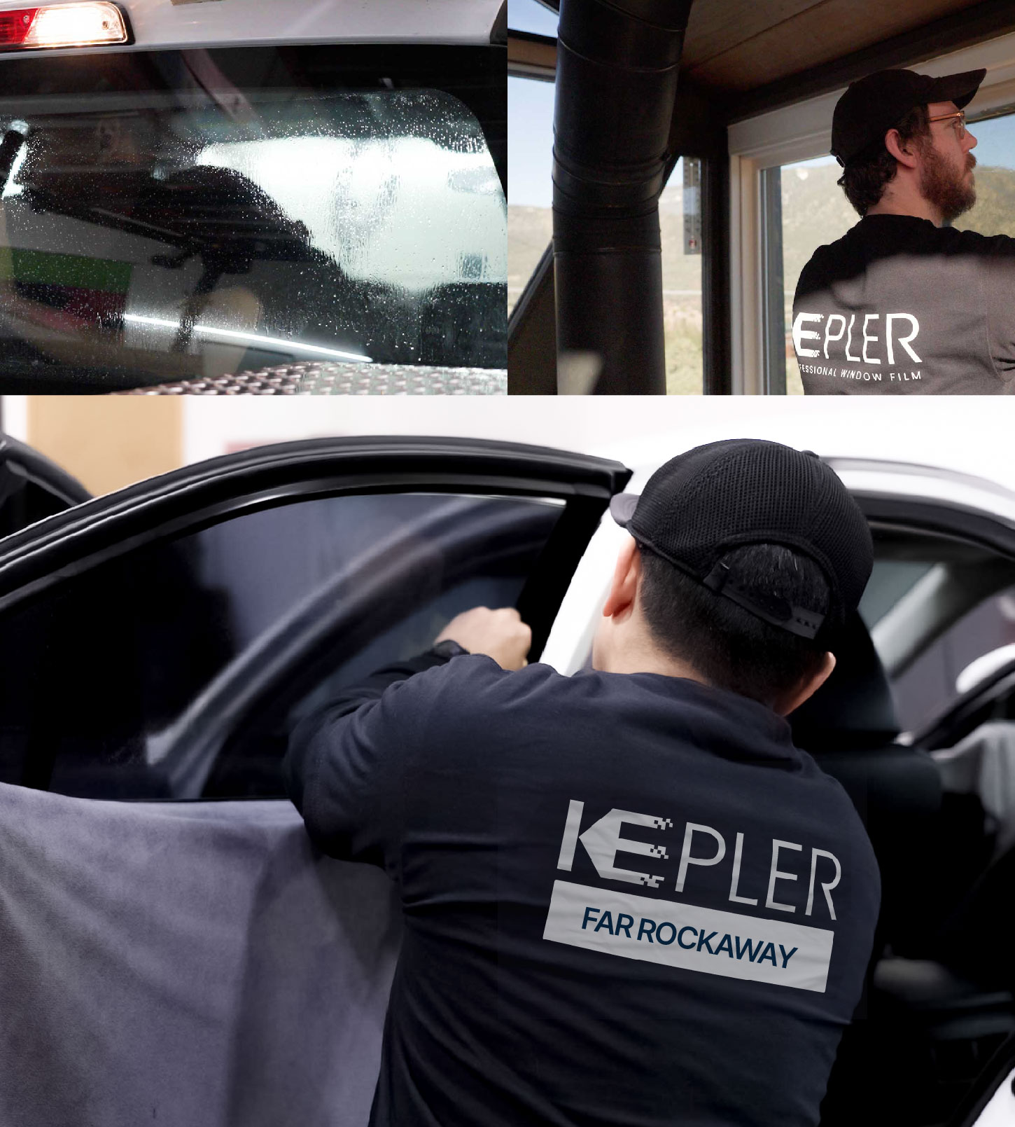 Automotive Window Tinting Expert Applying Film in Far Rockaway, New York