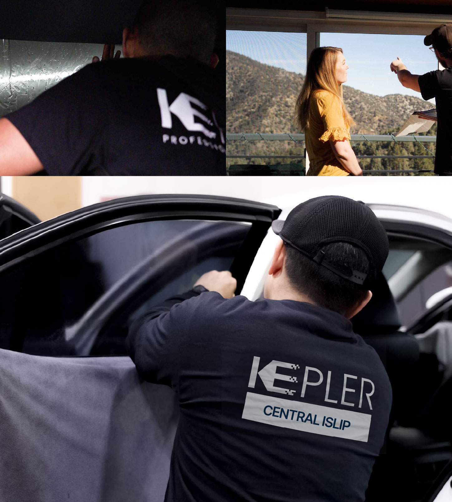 Automotive Window Tinting Expert Applying Film in Central Islip, New York