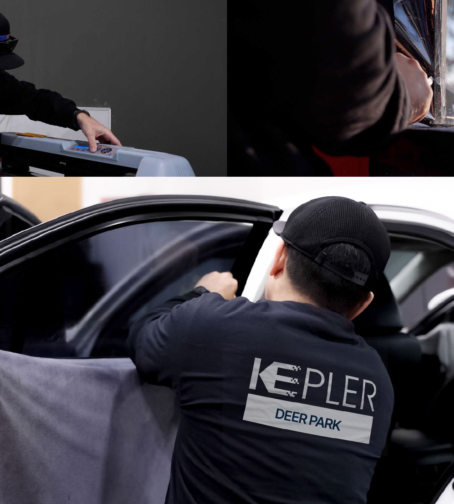 Automotive Window Tinting Expert Applying Film in Deer Park, New York