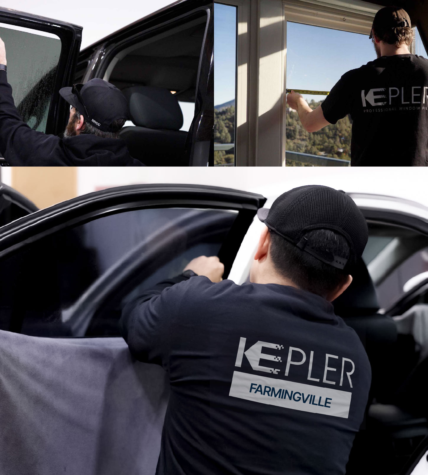 Automotive Window Tinting Expert Applying Film in Farmingville, New York