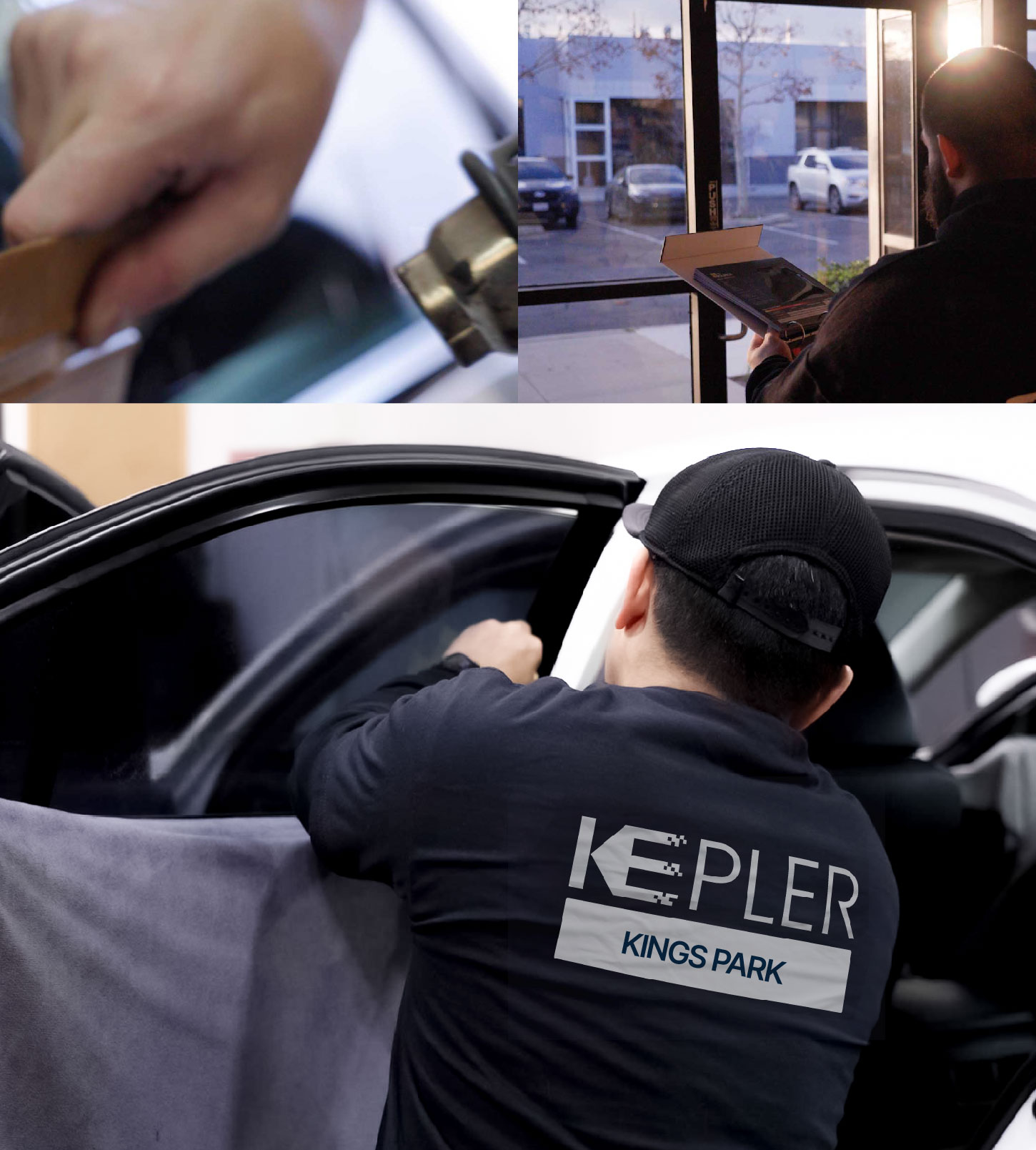 Automotive Window Tinting Expert Applying Film in Kings Park, New York
