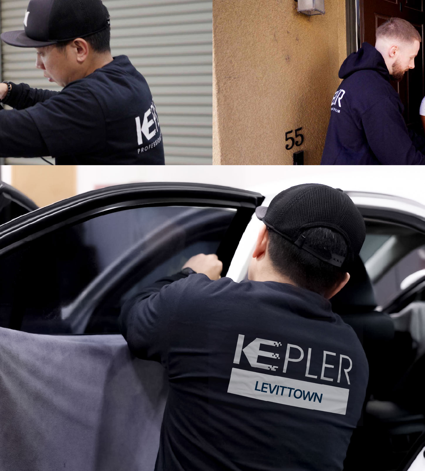 Automotive Window Tinting Expert Applying Film in Levittown, New York