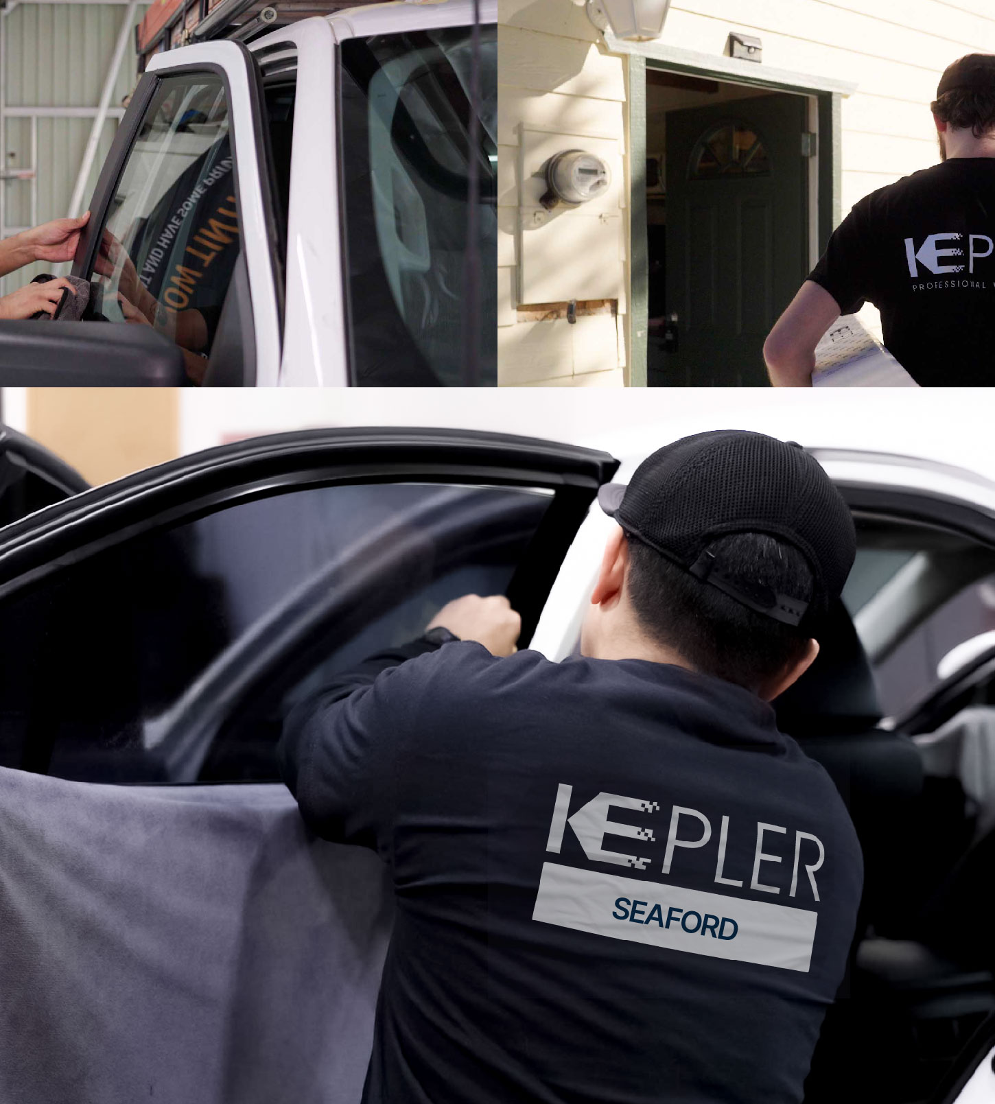 Automotive Window Tinting Expert Applying Film in Seaford, New York