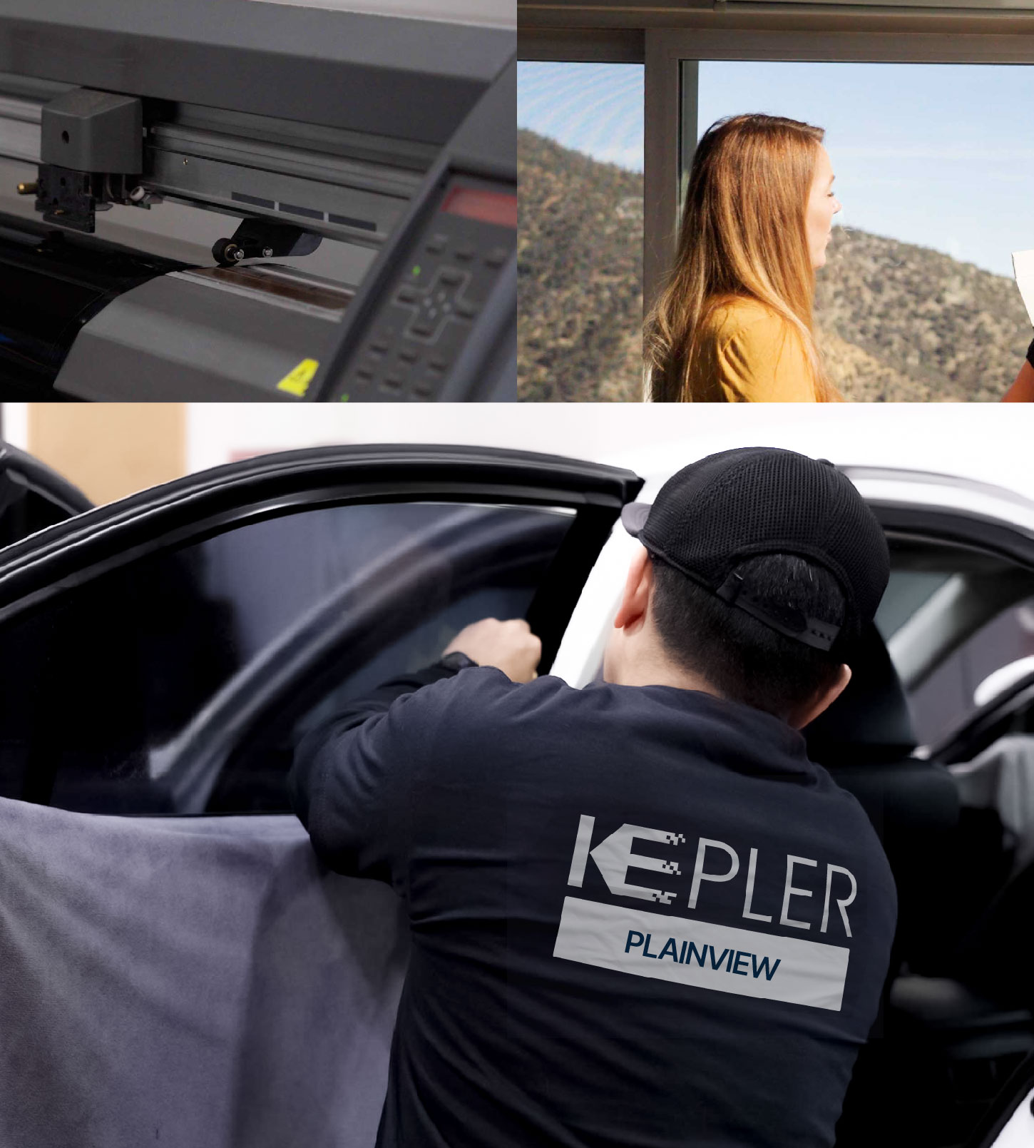 Automotive Window Tinting Expert Applying Film in Plainview, New York