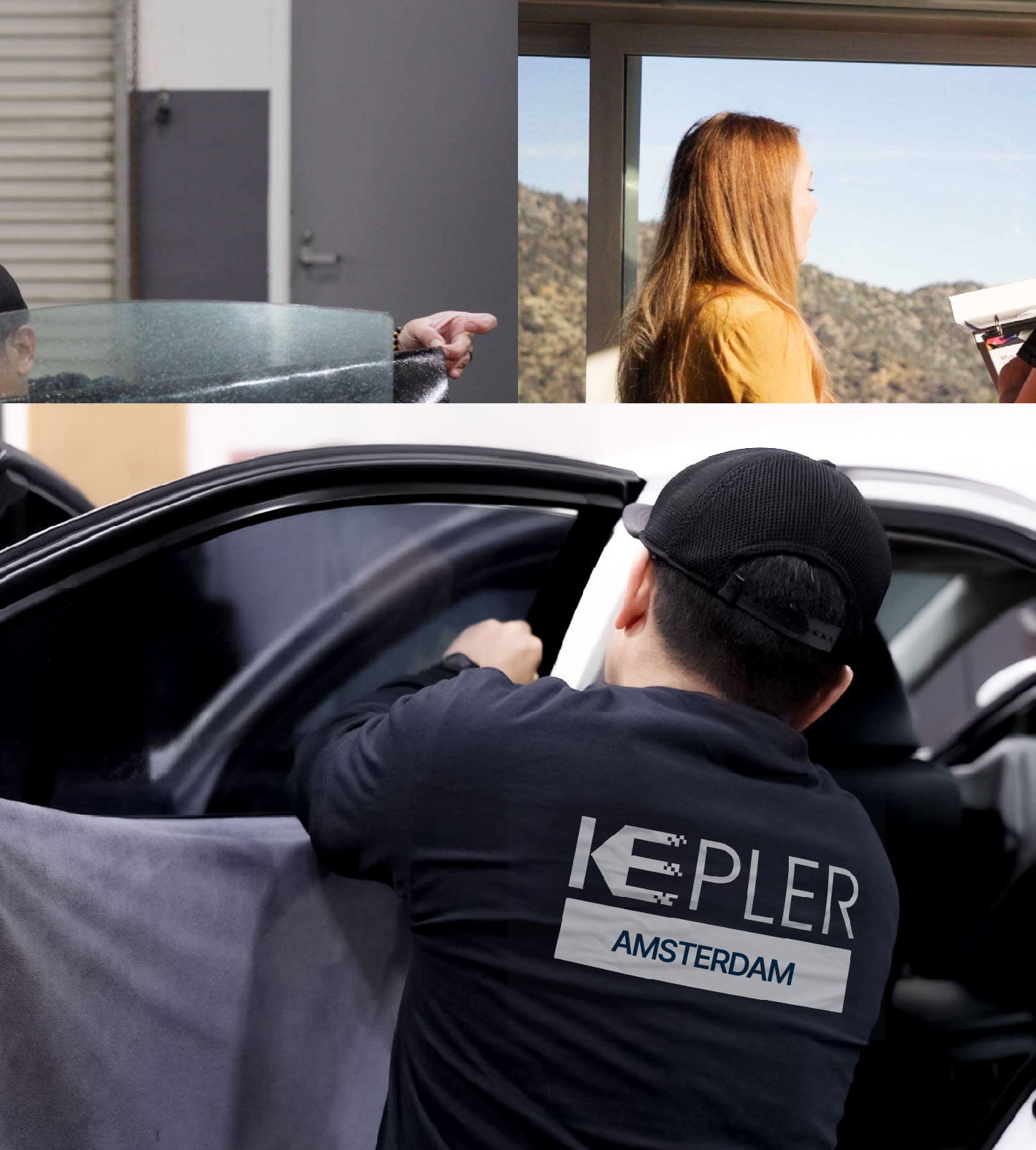 Automotive Window Tinting Expert Applying Film in Amsterdam, New York