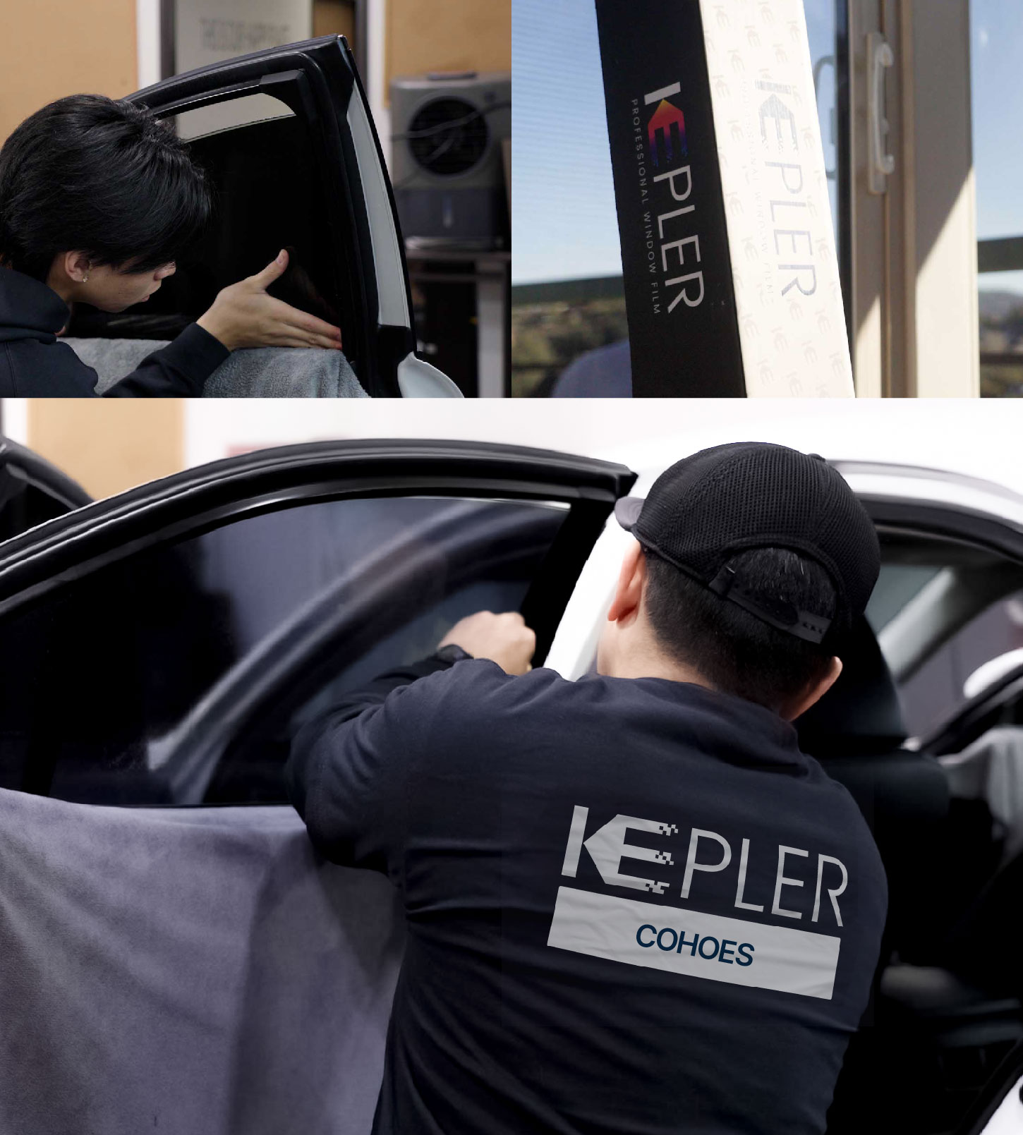 Automotive Window Tinting Expert Applying Film in Cohoes, New York