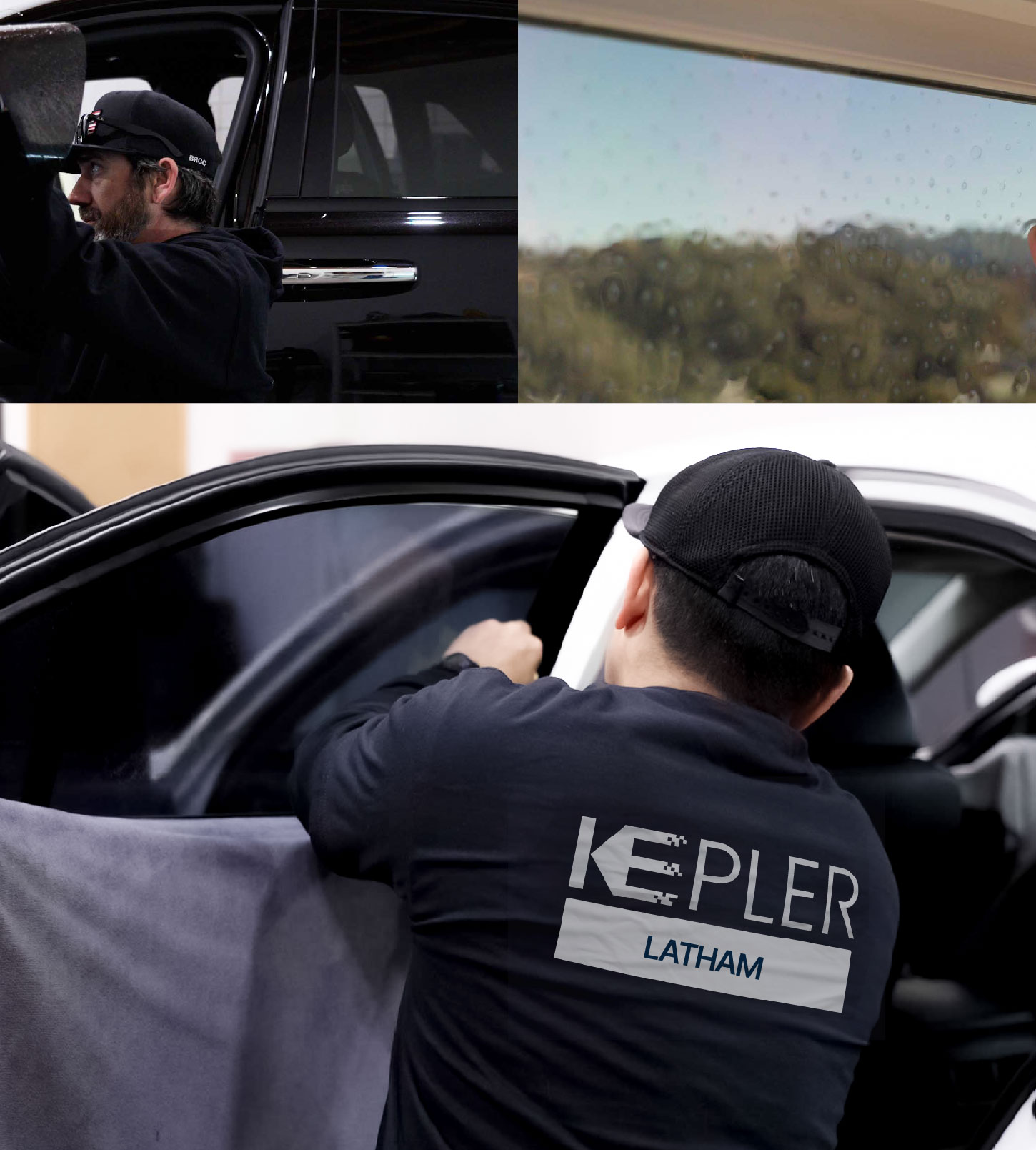 Automotive Window Tinting Expert Applying Film in Latham, New York