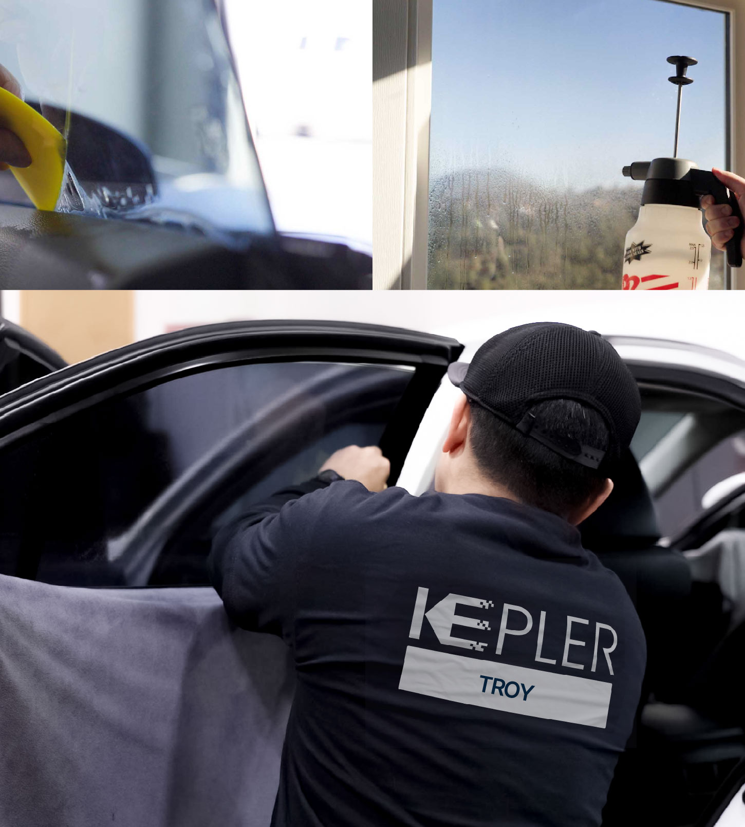 Automotive Window Tinting Expert Applying Film in Troy, New York