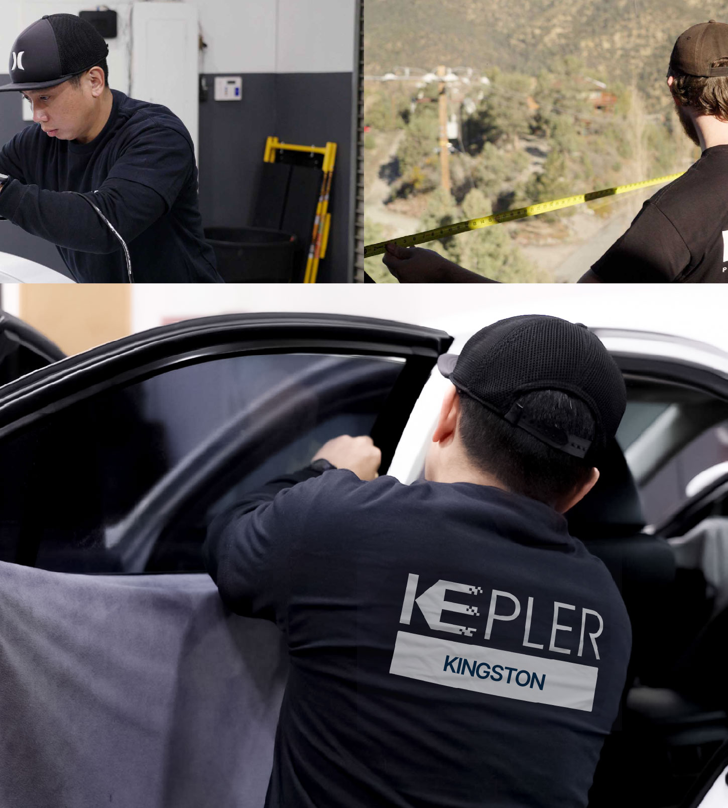 Automotive Window Tinting Expert Applying Film in Kingston, New York