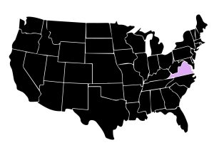 Map Showing Location of Kepler Window Tinters in Leesburg, Virginia with Purple Area on the State