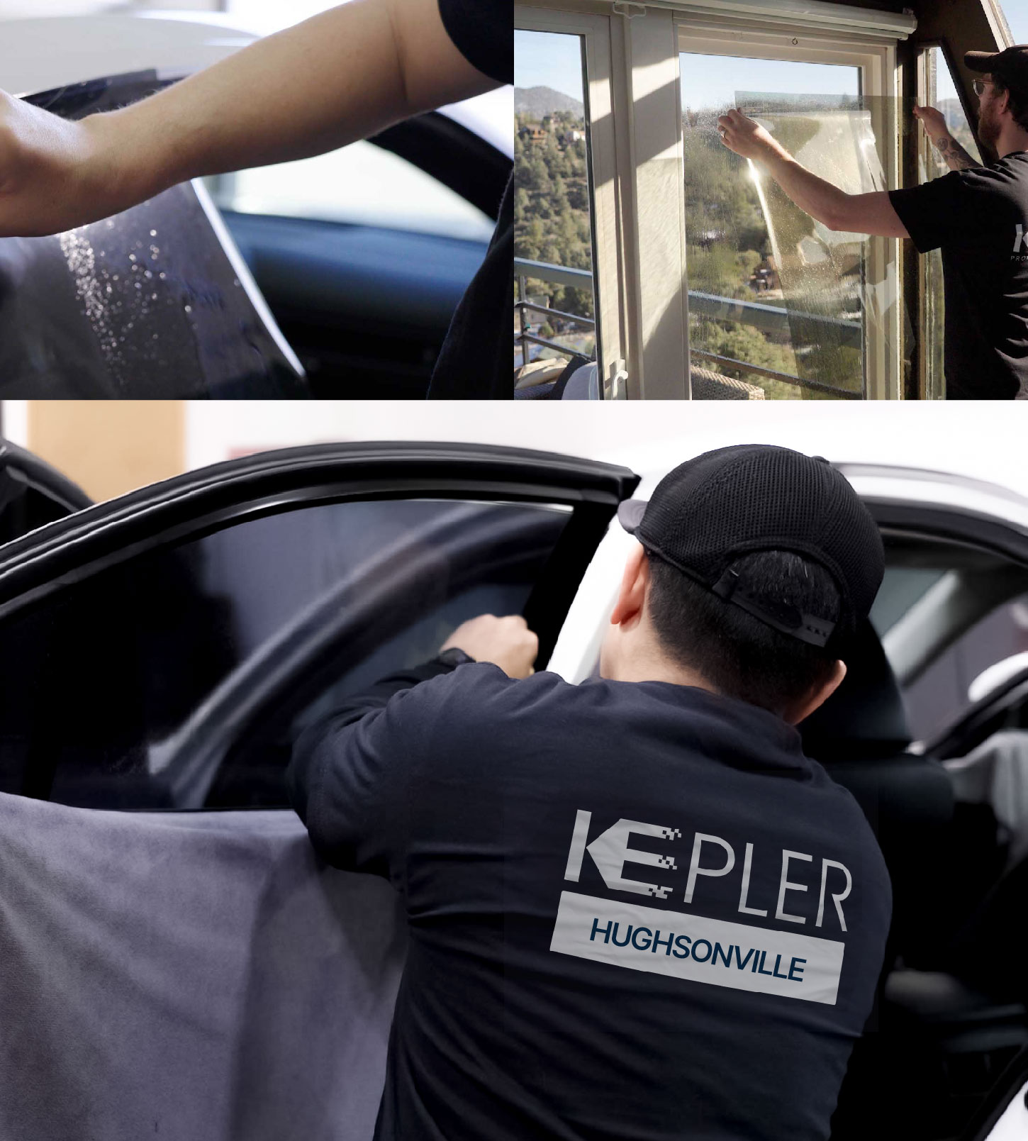 Automotive Window Tinting Expert Applying Film in Hughsonville, New York