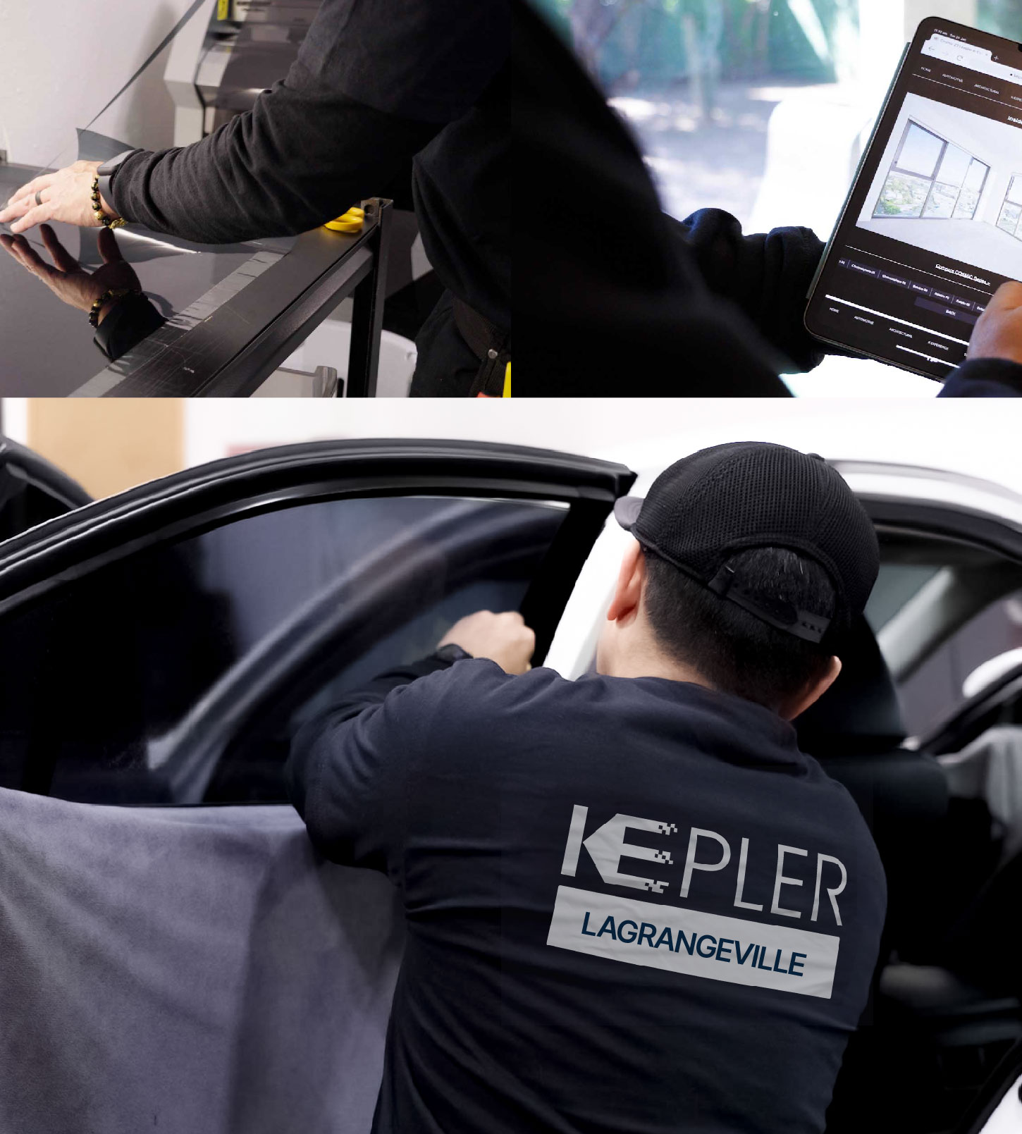 Automotive Window Tinting Expert Applying Film in Lagrangeville, New York