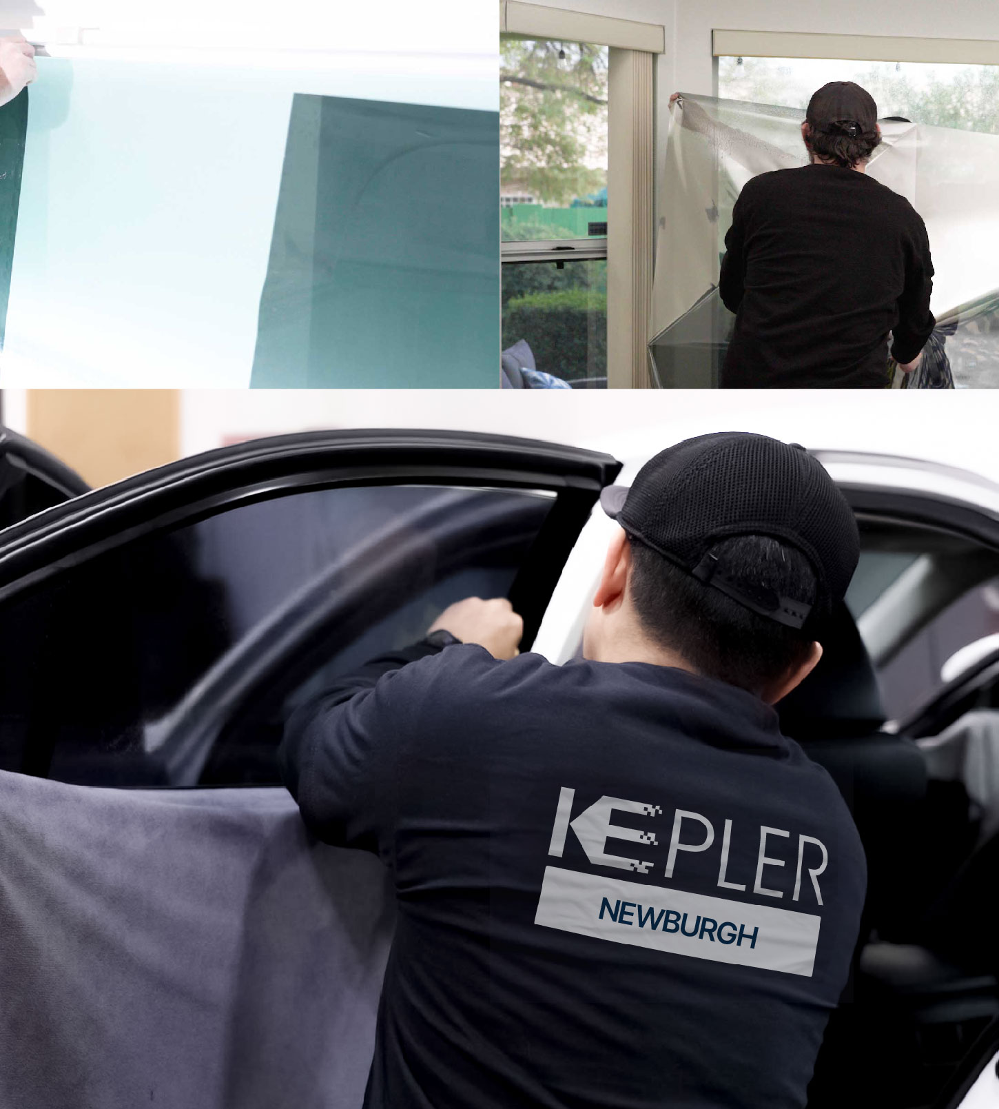 Automotive Window Tinting Expert Applying Film in Newburgh, New York