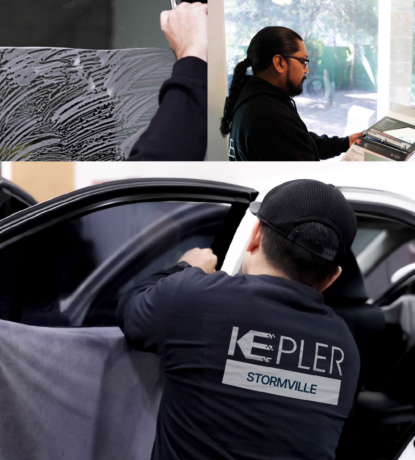 Automotive Window Tinting Expert Applying Film in Stormville, New York