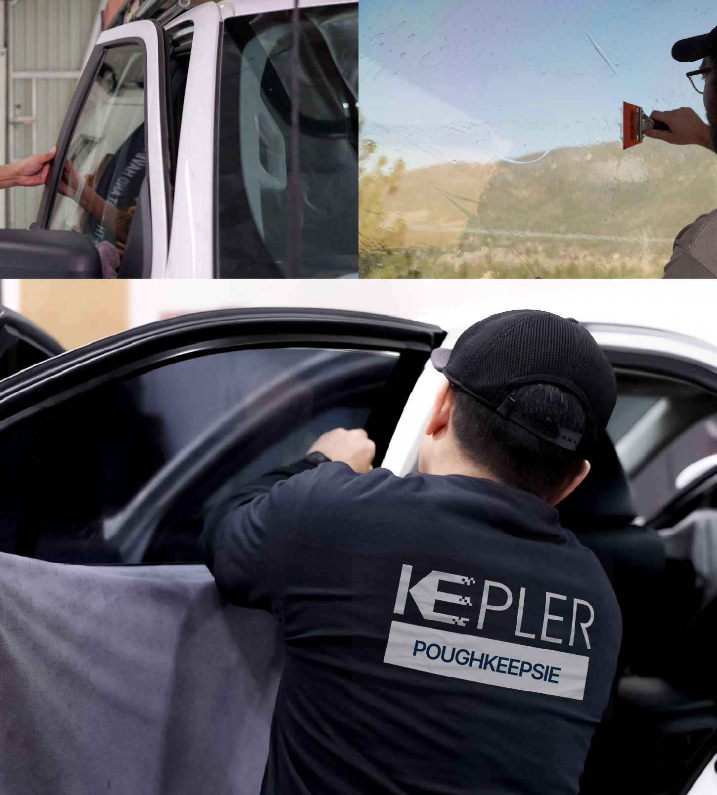 Automotive Window Tinting Expert Applying Film in Poughkeepsie, New York