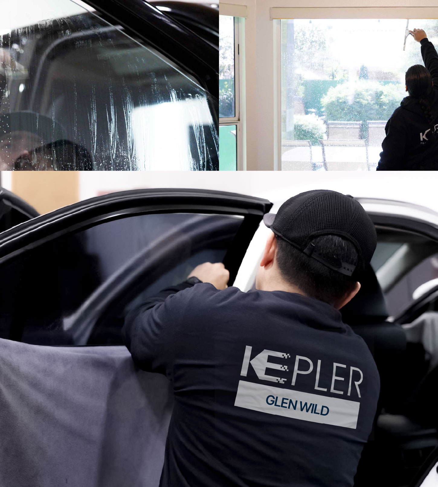 Automotive Window Tinting Expert Applying Film in Glen Wild, New York