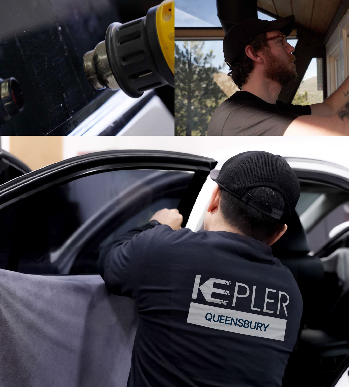 Automotive Window Tinting Expert Applying Film in Queensbury, New York