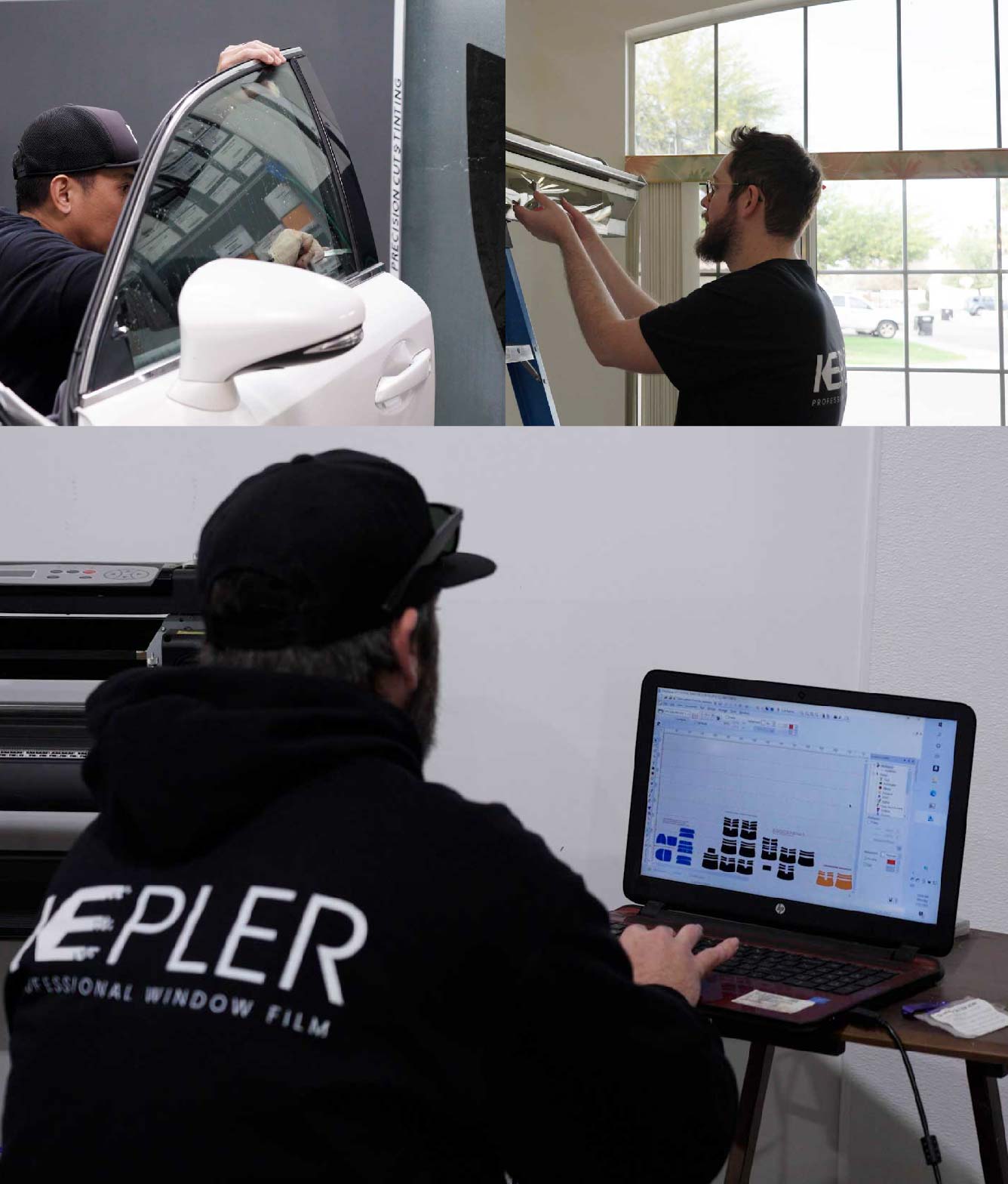 Ceramic Window Tinting Expert Cutting Film in Clarksburg, Maryland