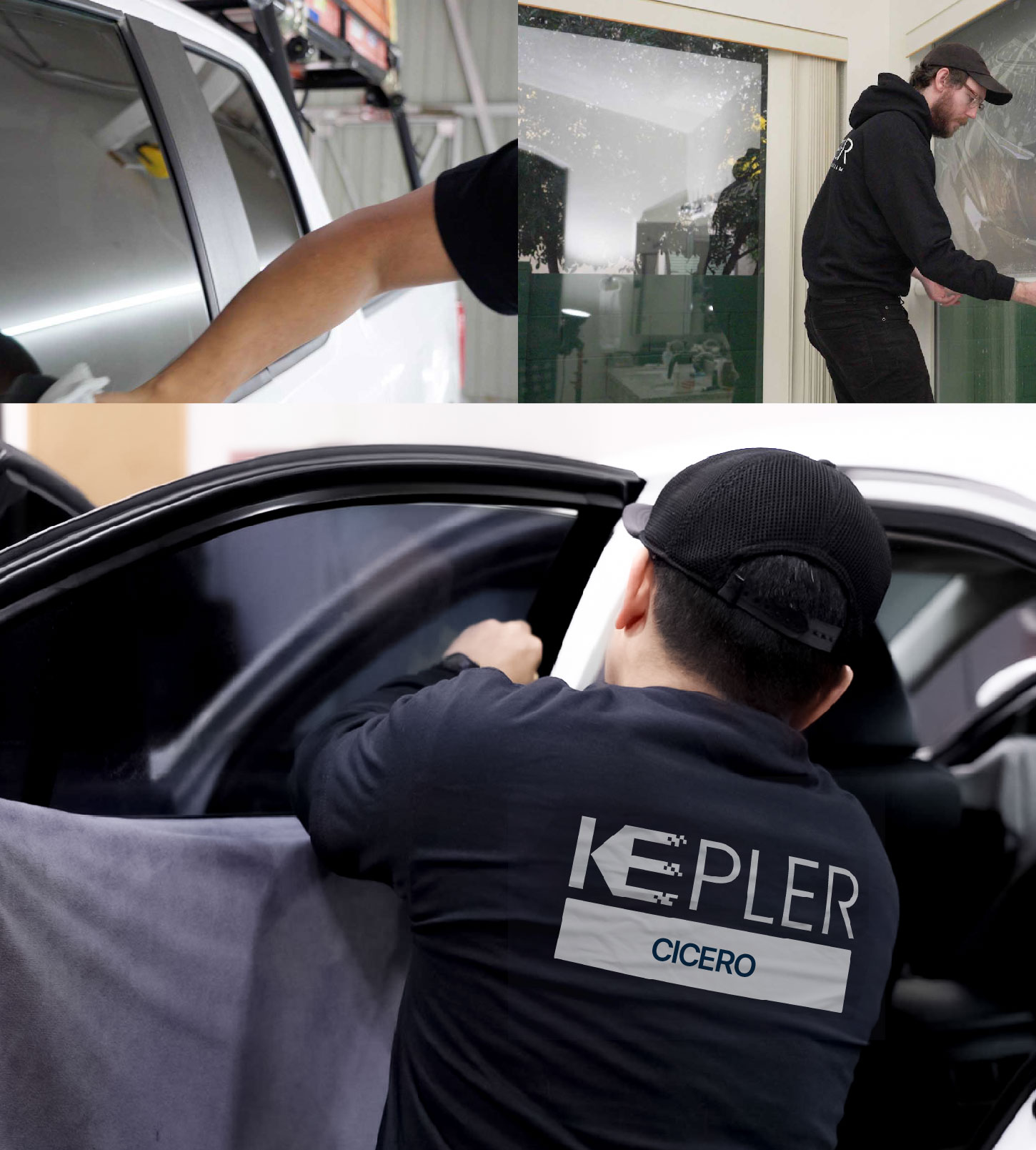 Automotive Window Tinting Expert Applying Film in Cicero, New York