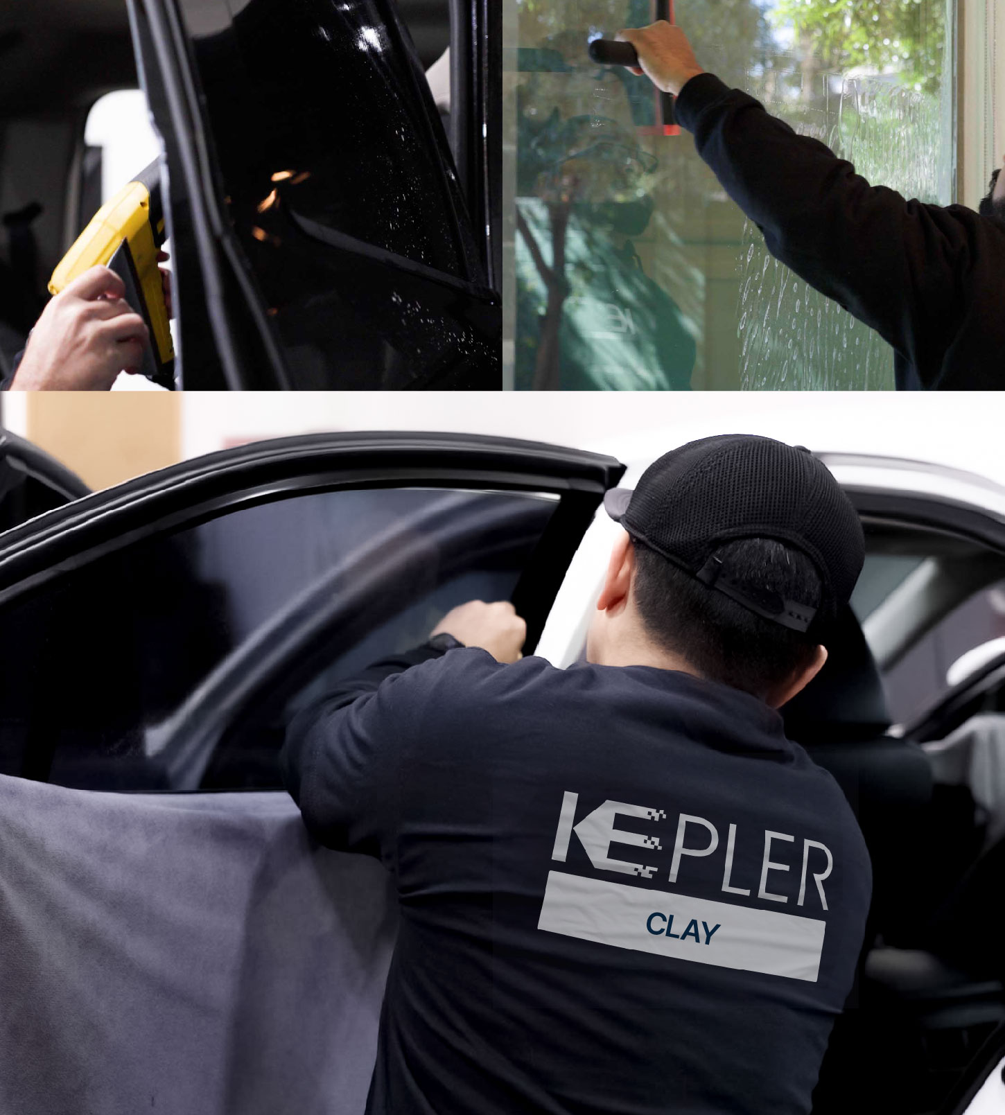Automotive Window Tinting Expert Applying Film in Clay, New York