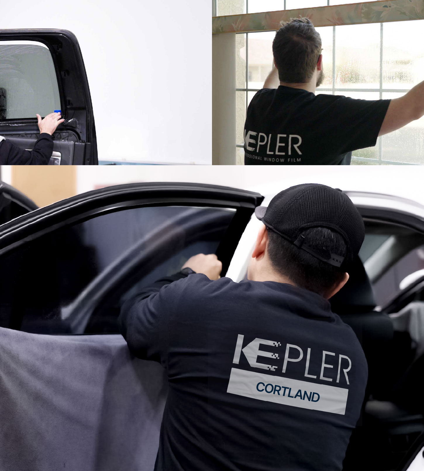 Automotive Window Tinting Expert Applying Film in Cortland, New York