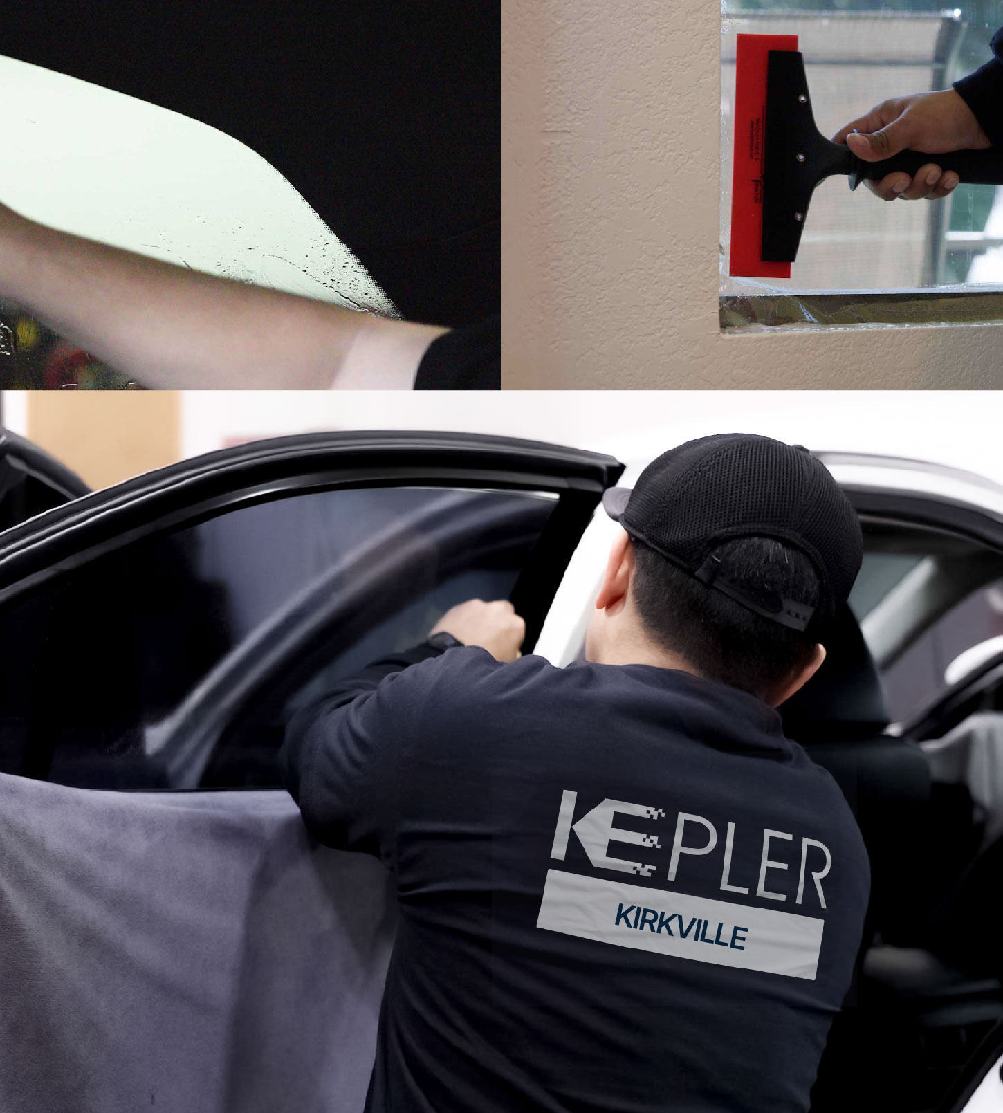 Automotive Window Tinting Expert Applying Film in Kirkville, New York