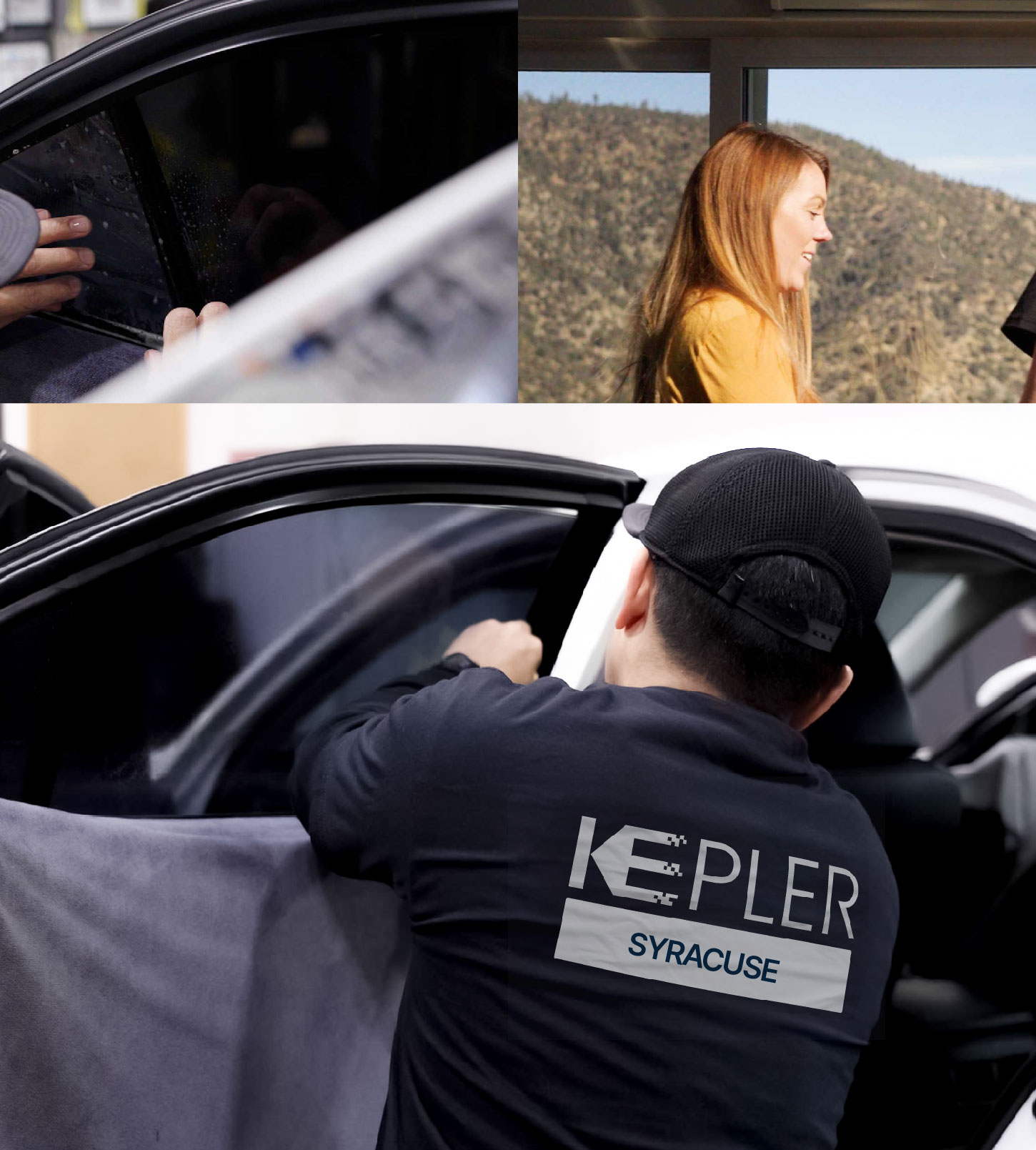 Automotive Window Tinting Expert Applying Film in Syracuse, New York