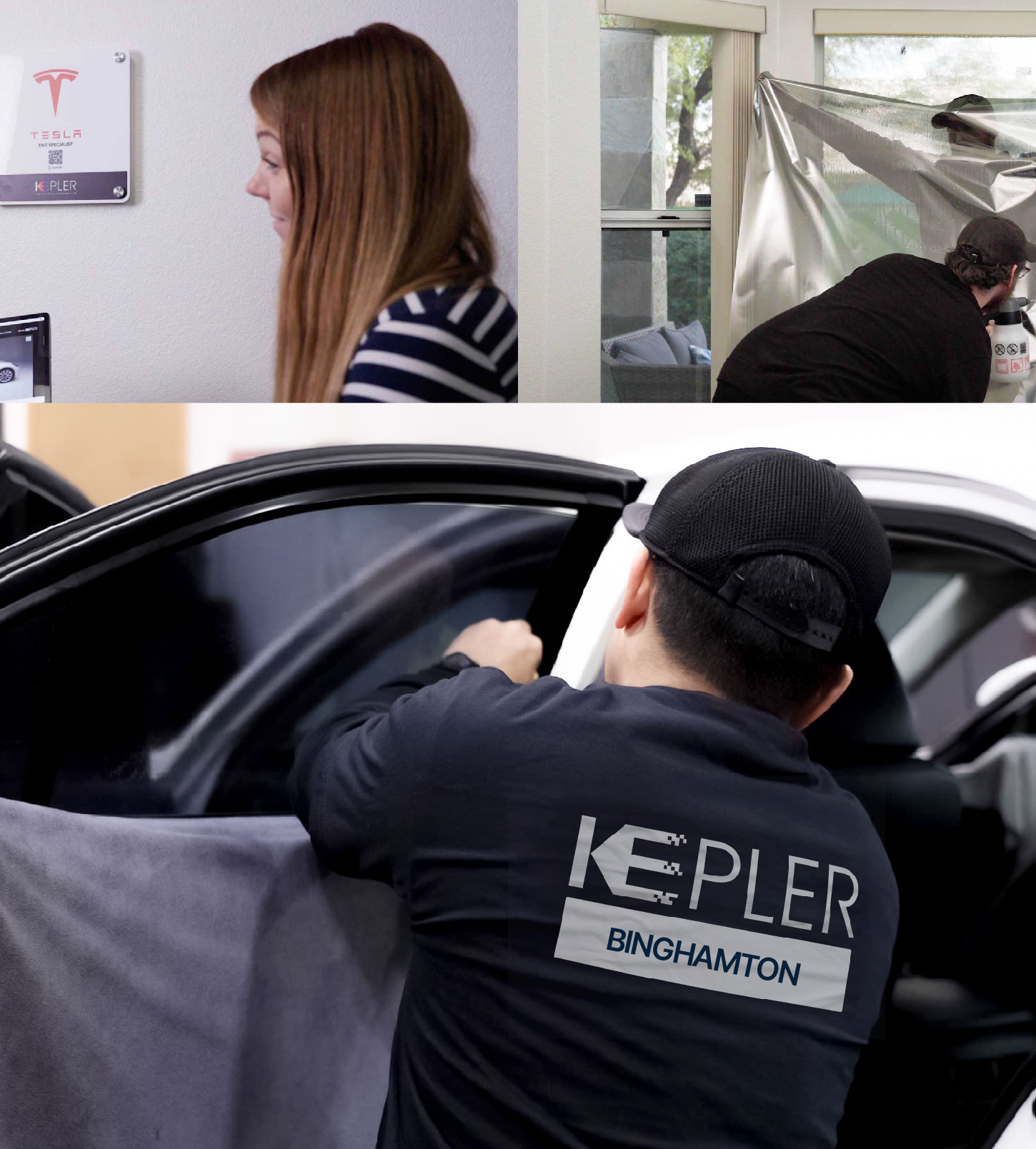 Automotive Window Tinting Expert Applying Film in Binghamton, New York