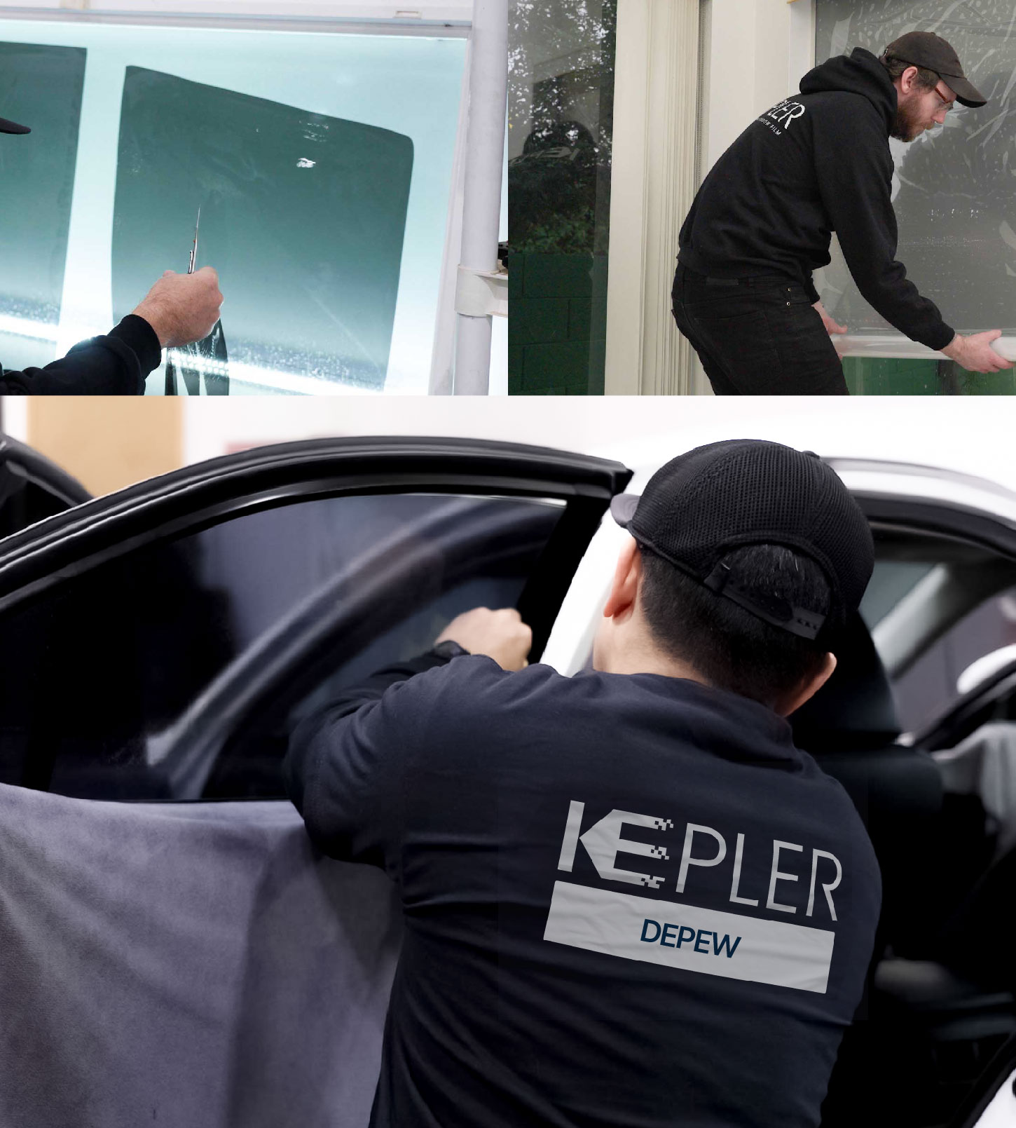 Automotive Window Tinting Expert Applying Film in Depew, New York