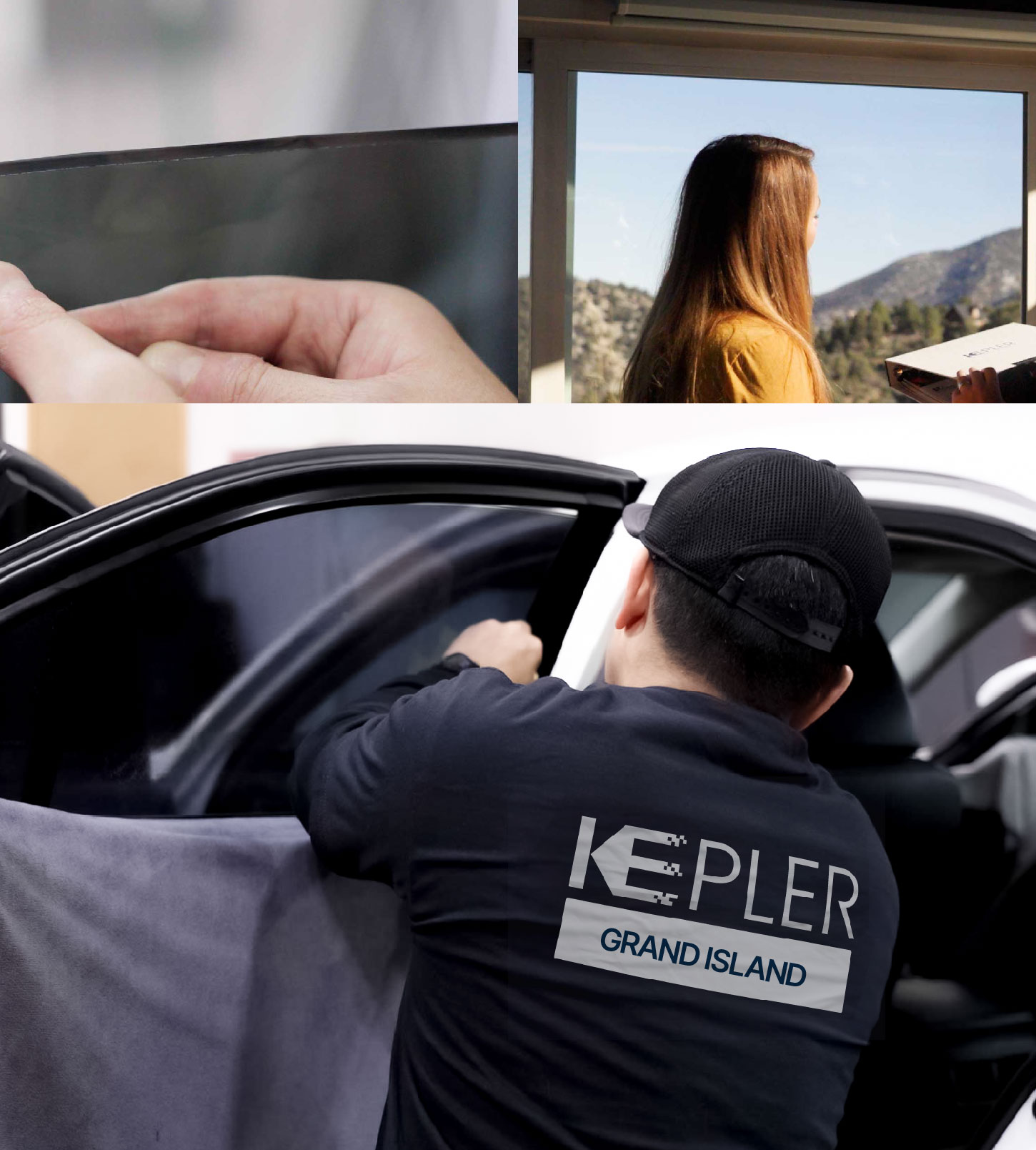 Automotive Window Tinting Expert Applying Film in Grand Island, New York