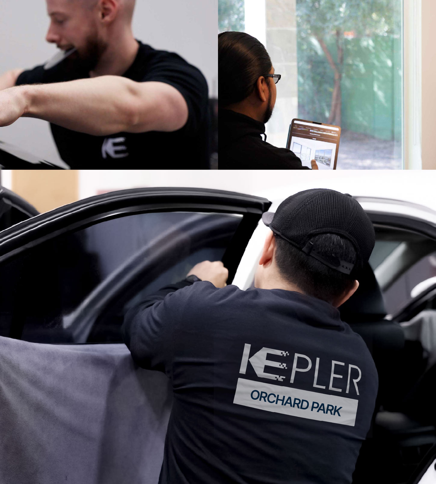 Automotive Window Tinting Expert Applying Film in Orchard Park, New York