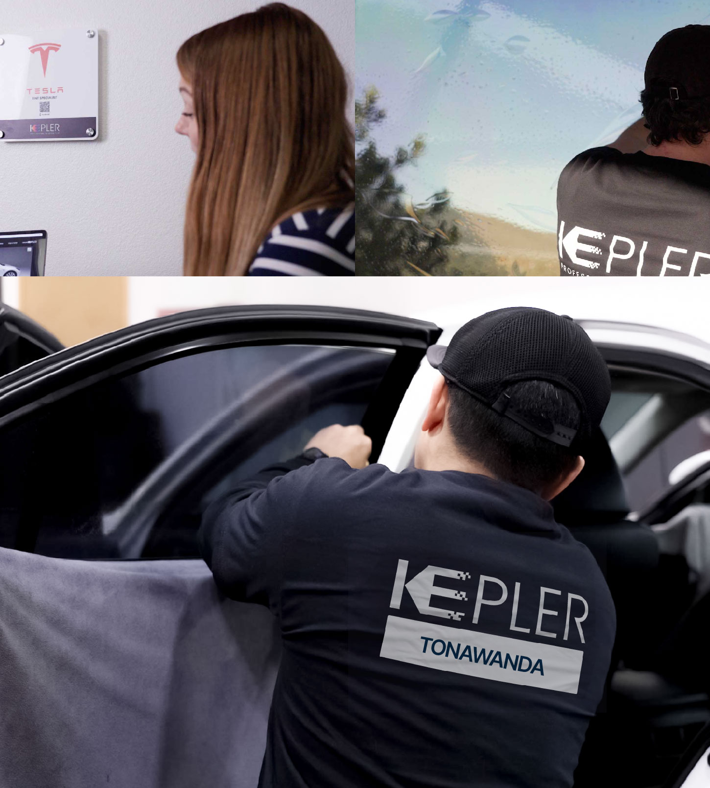 Automotive Window Tinting Expert Applying Film in Tonawanda, New York