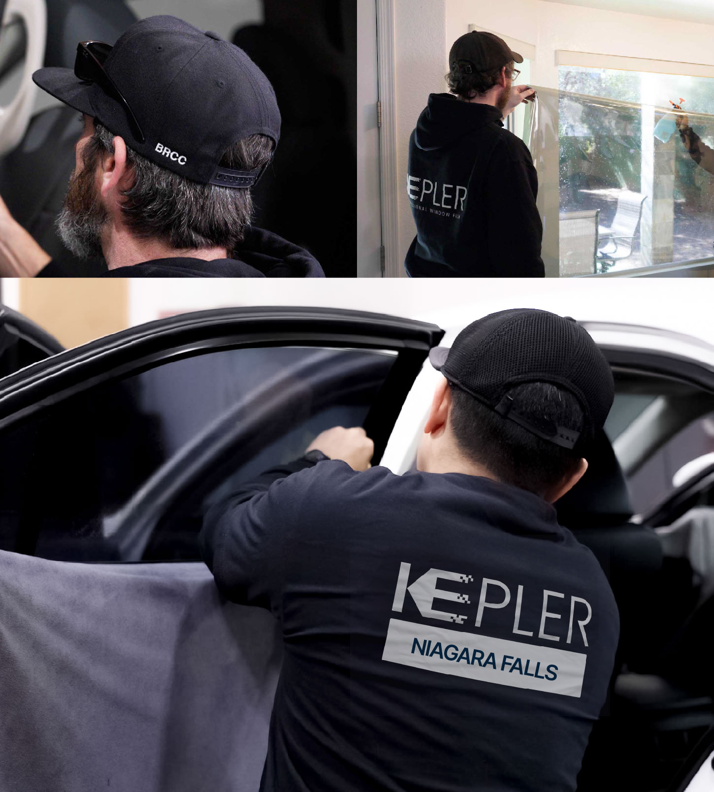 Automotive Window Tinting Expert Applying Film in Niagara Falls, New York