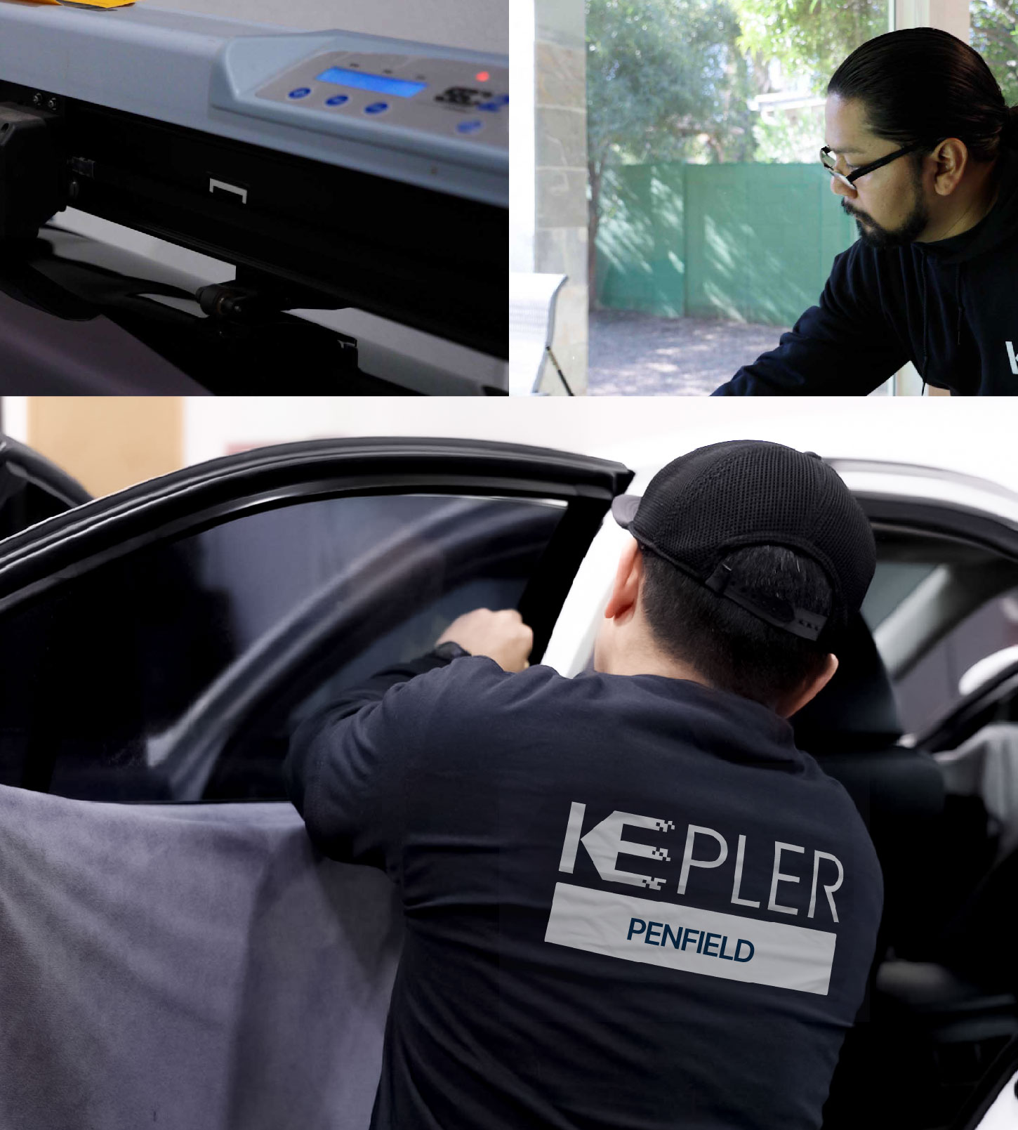 Automotive Window Tinting Expert Applying Film in Penfield, New York